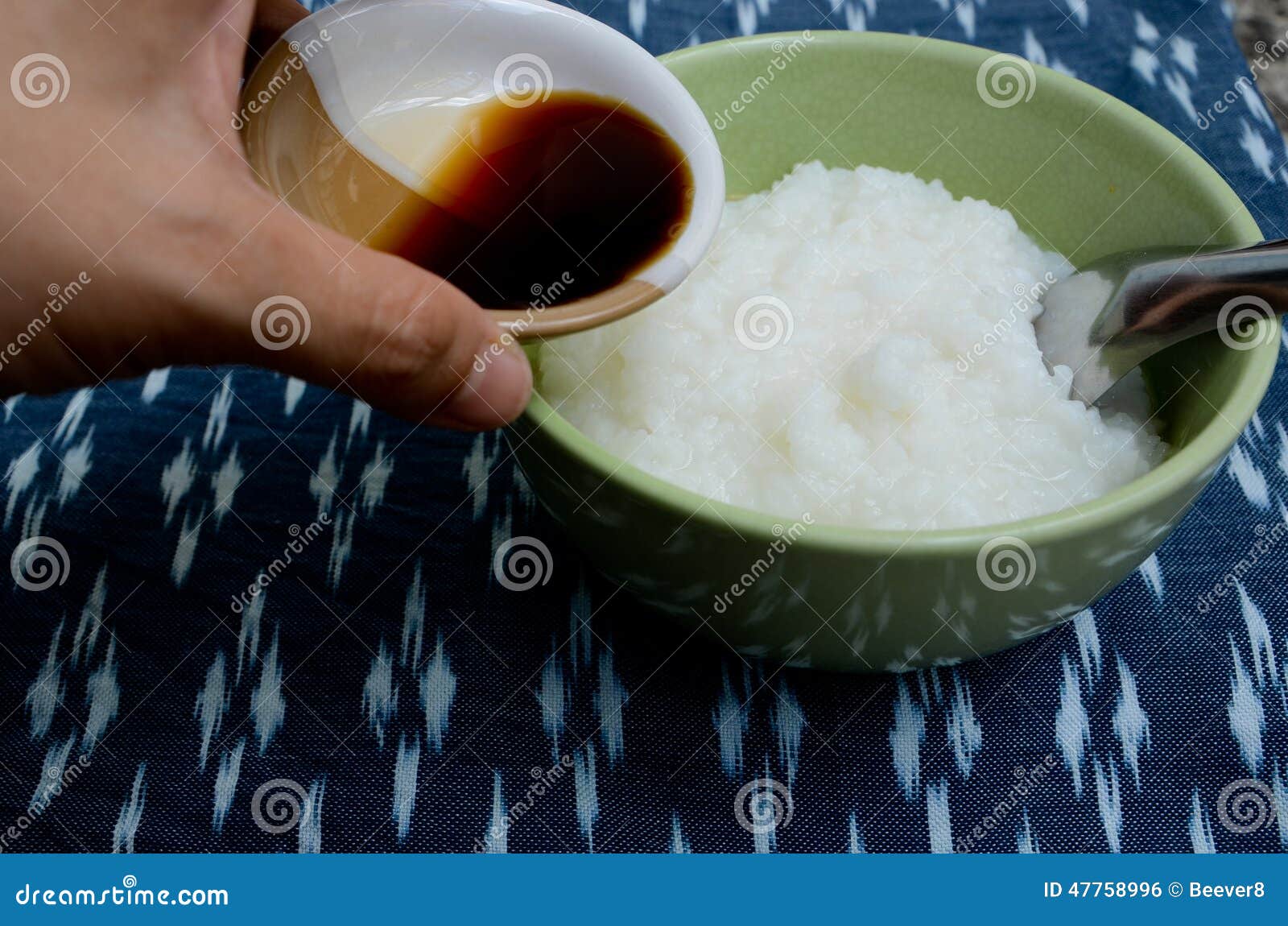 Boiled rice and Soy Sauce stock photo. Image of china 47758996