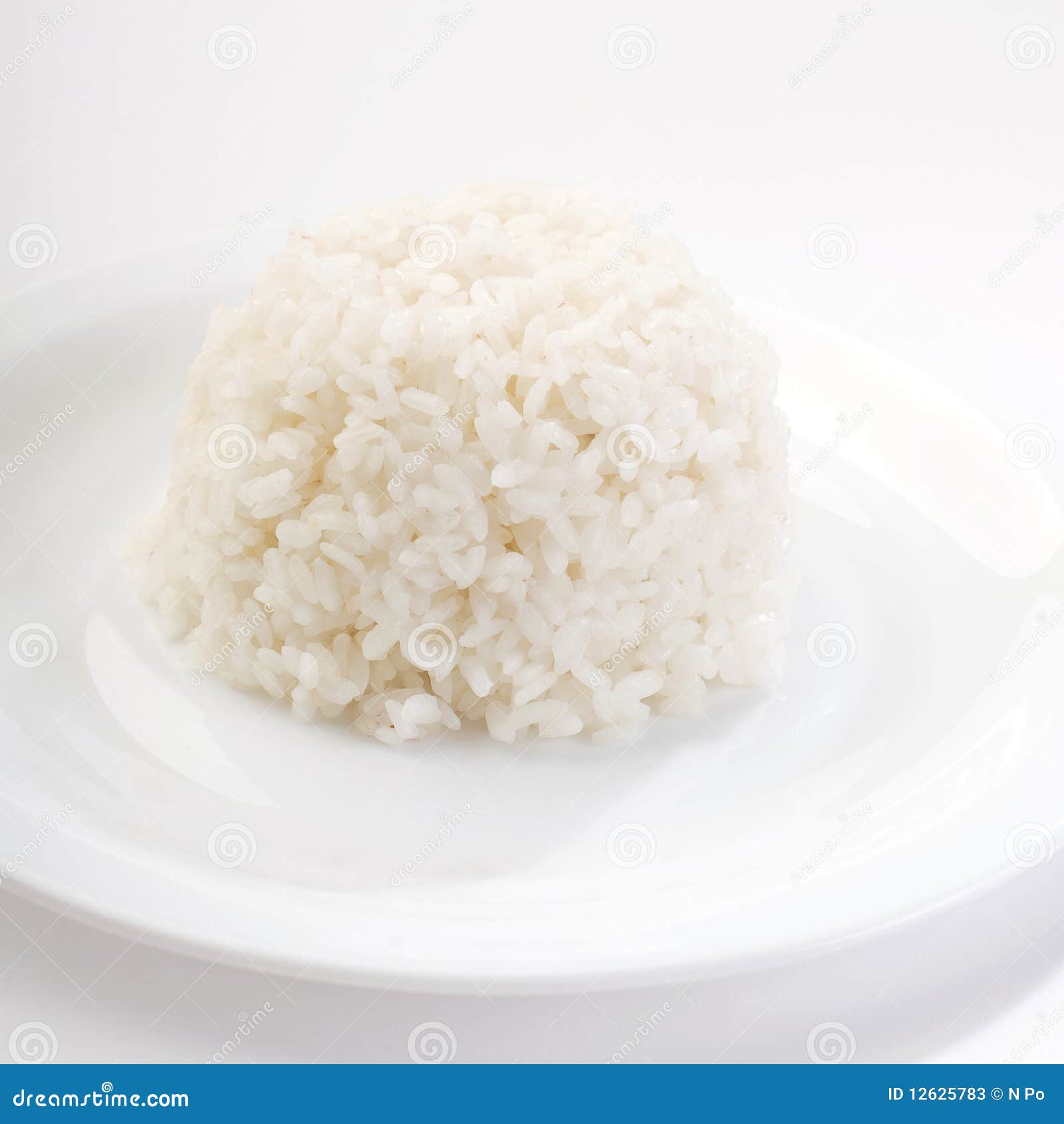 boiled rice on a white plate