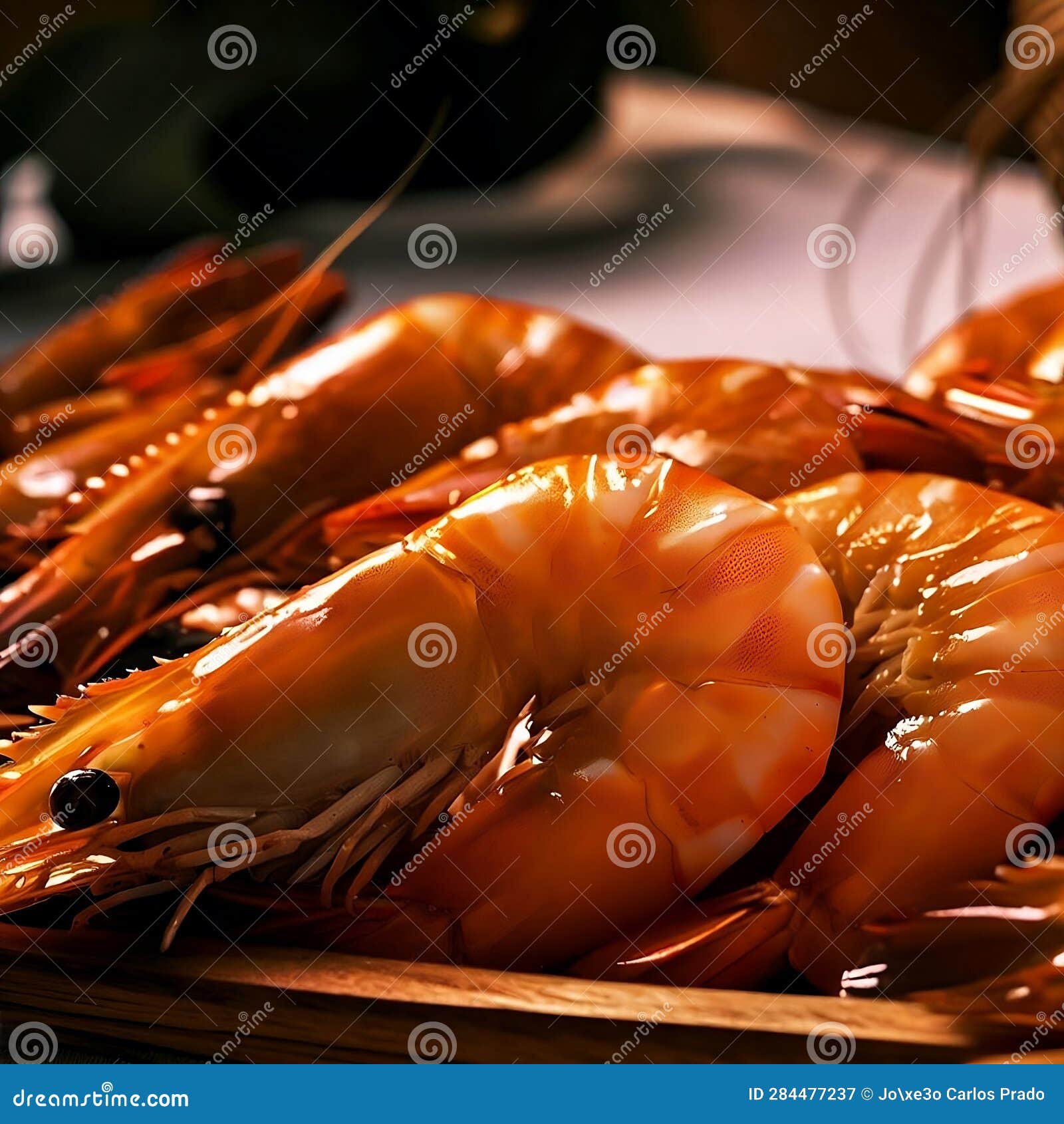 boiled shrimps on the plate