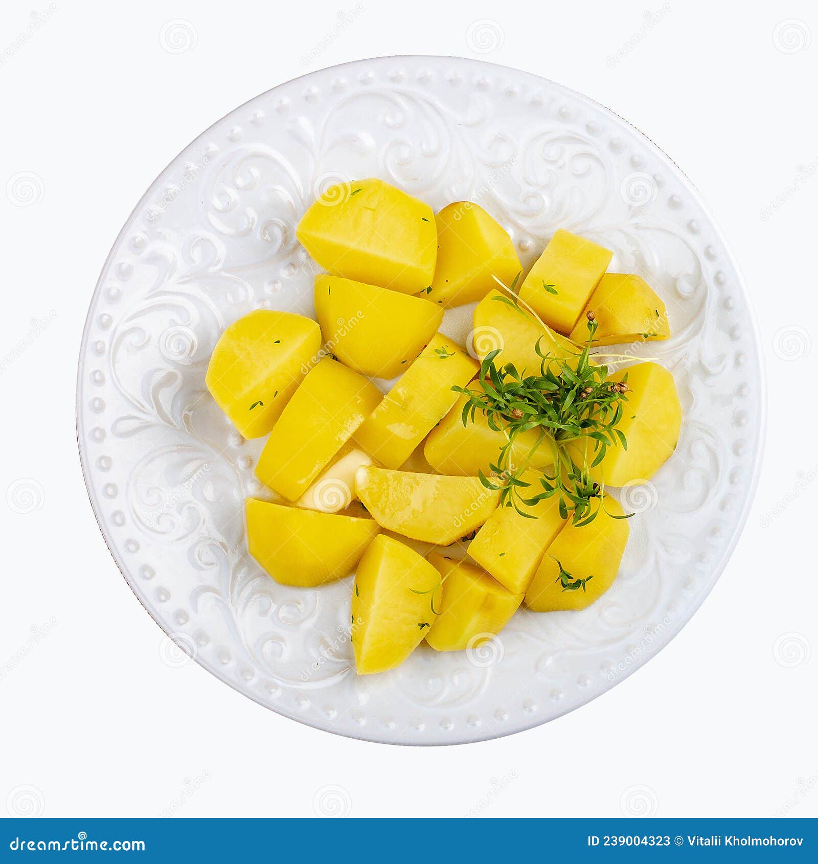Boiled Slices of Potatoes with Herbs Stock Image Image of vegetarian