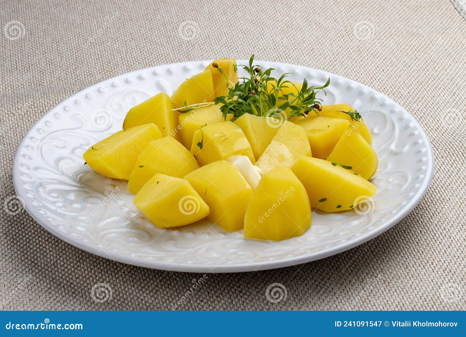 Boiled Slices of Potatoes with Herbs Stock Image Image of healthy