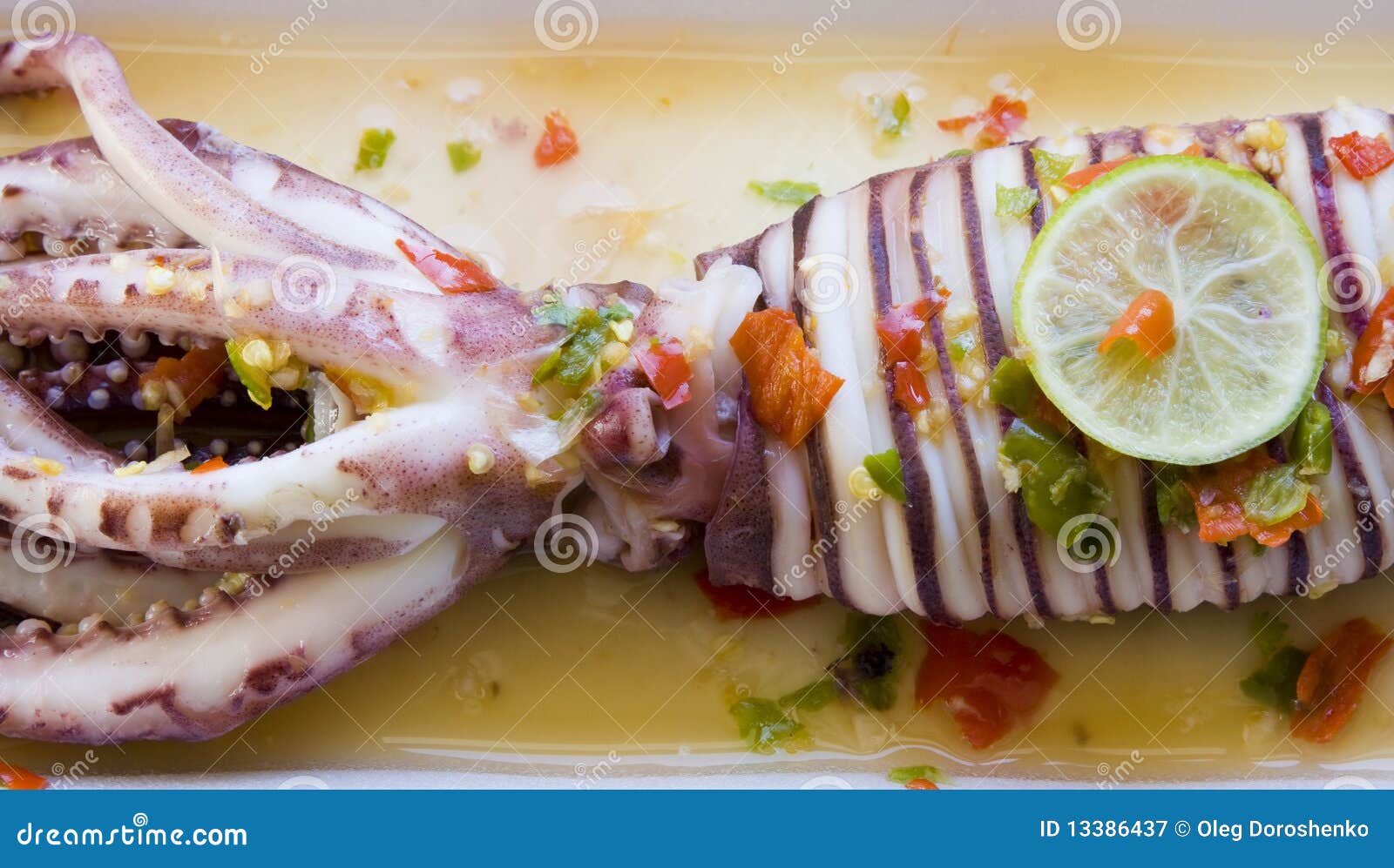 Boiled squid stock image. Image of cuisine, lime, food - 13386437