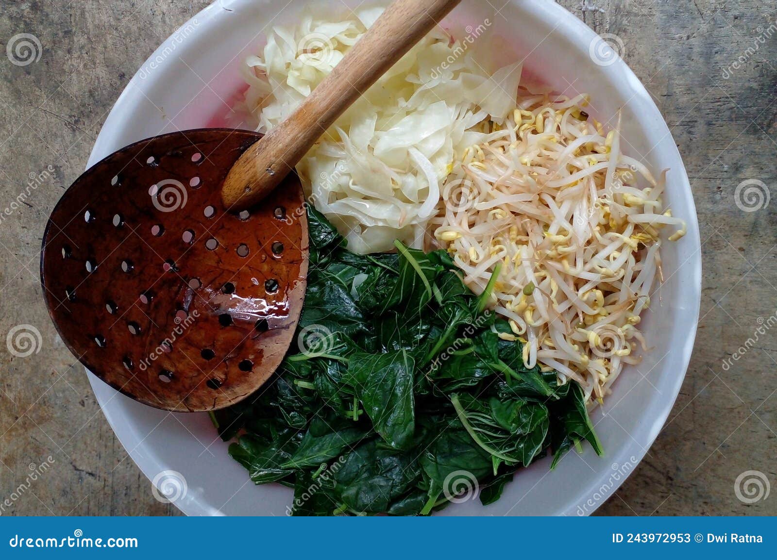 Boiled Vegetables are Placed in a Colander. Vegetables Such As Spinach