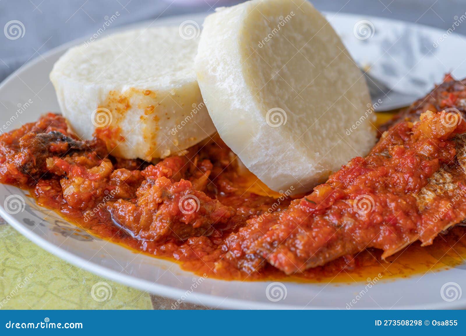 Boiled Yam and Fish Stew Ready To Eat Stock Photo - Image of boiled