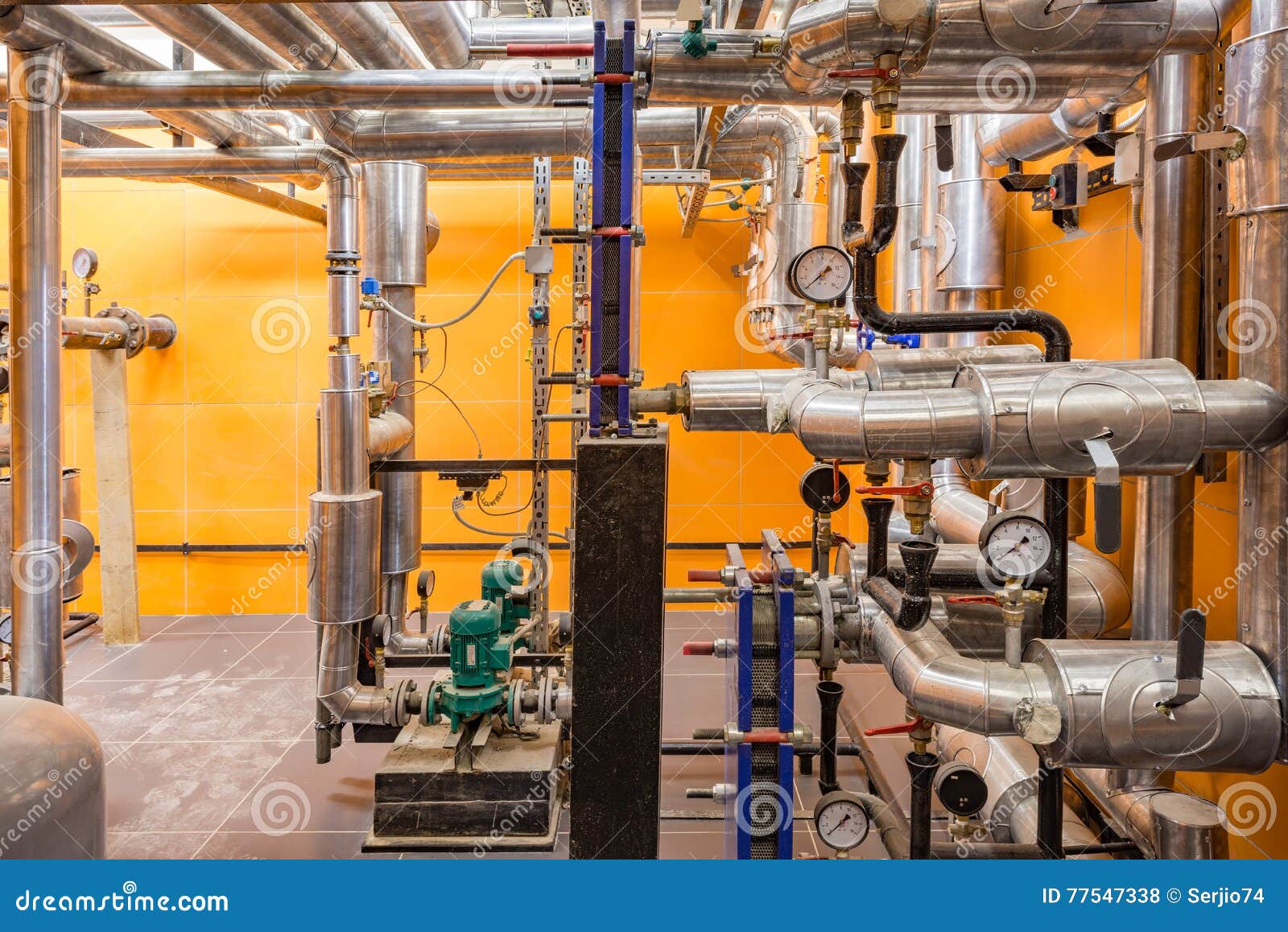 Boiler Room in the Basement. Stock Photo Image of infrastructure