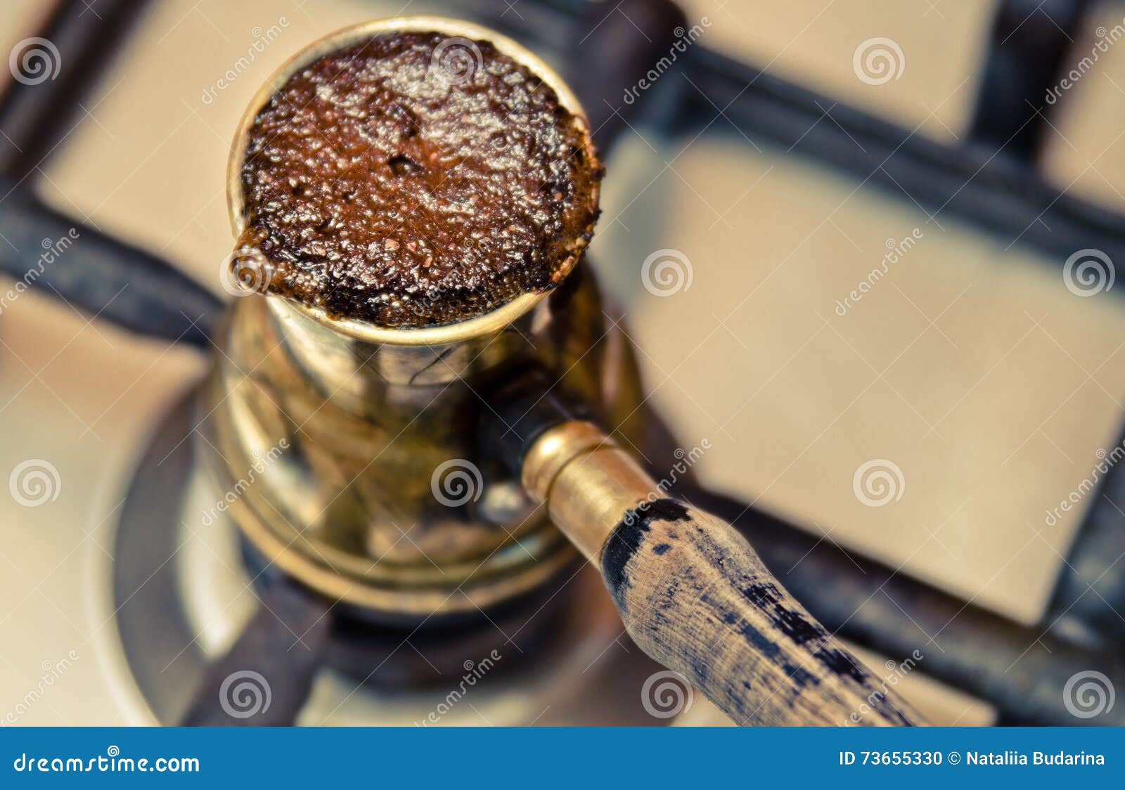 Boiling Coffee In Cezve On The Stove Stock Photo - Image ...