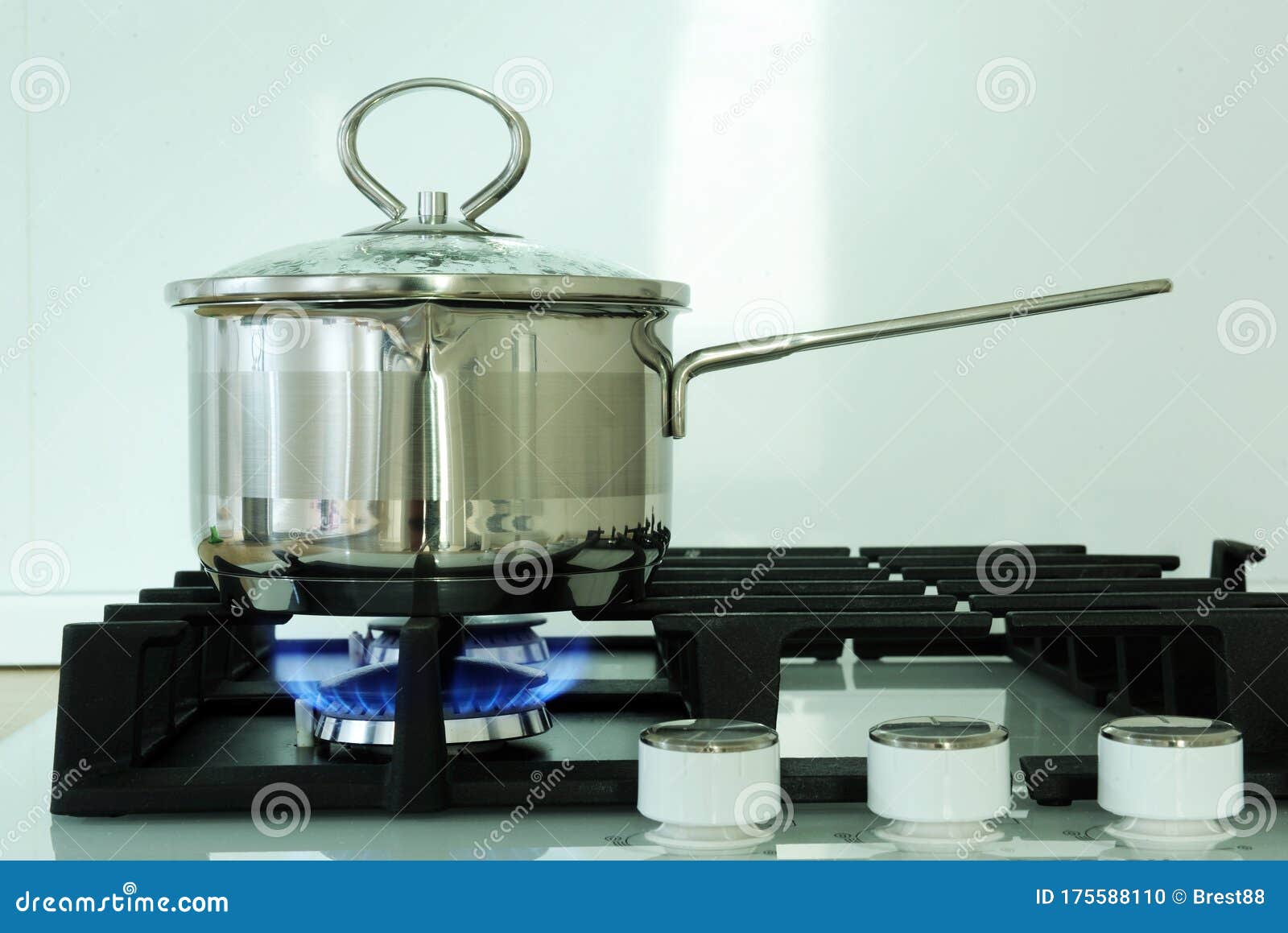 Boiling Pot on the Gas Stove Fire Stock Photo Image of safety, burnt