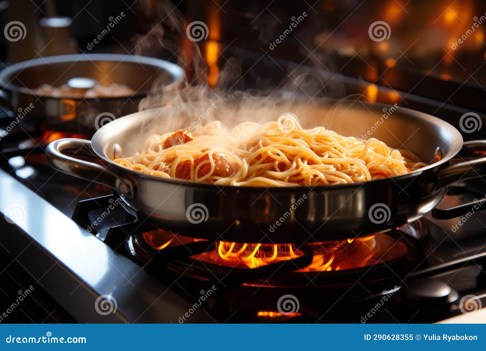 Boiling Spaghetti Electric Stove. Generate Ai Stock Image Image of