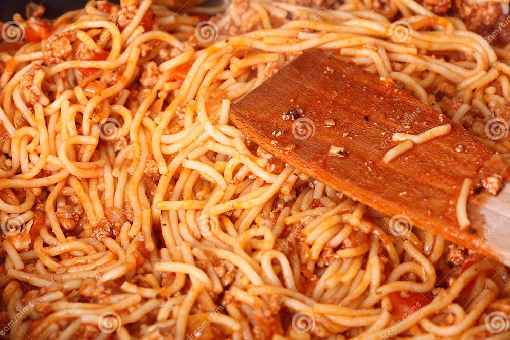 Boiling Spaghetti Pasta in a Skillet Stock Image Image of noodles