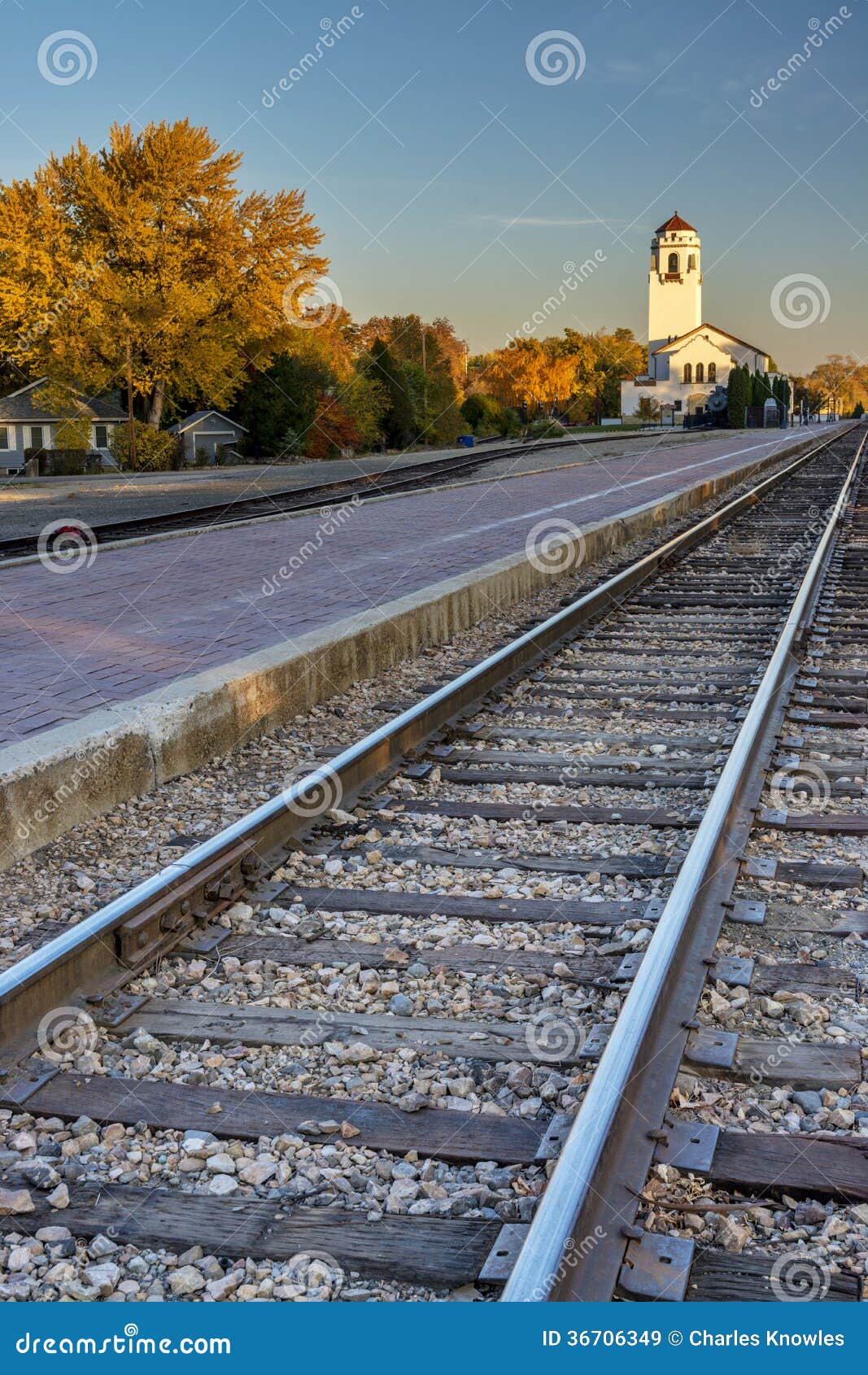 Boise Train Depot and Tracks in the Fall Stock Image Image of blue