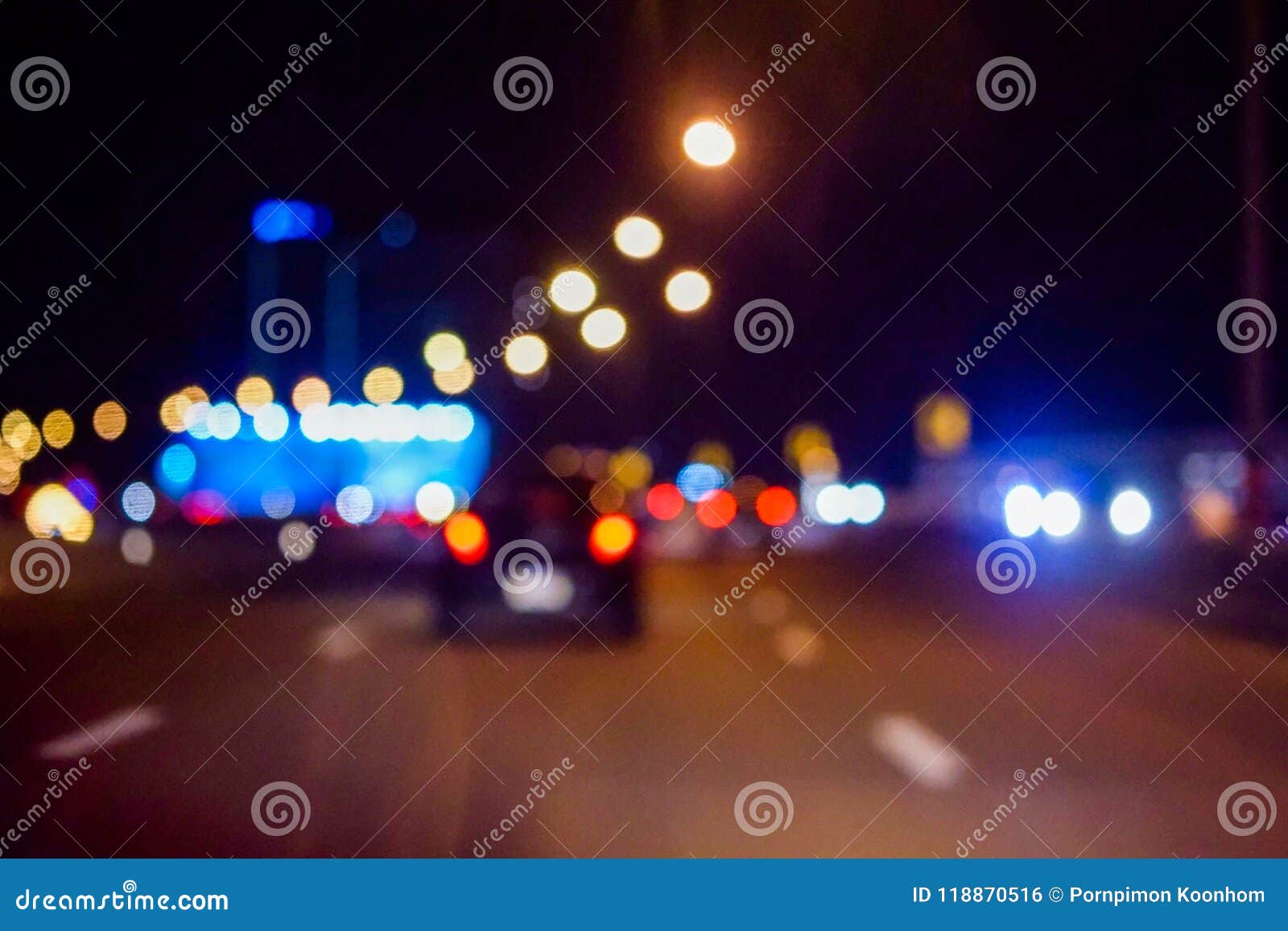 Lights on Road in the City Stock - Image of blue, 118870516