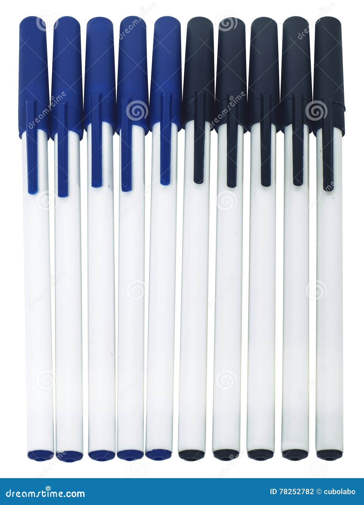 Bolígrafos azules y negros foto de archivo. Imagen de grupo - 78252782