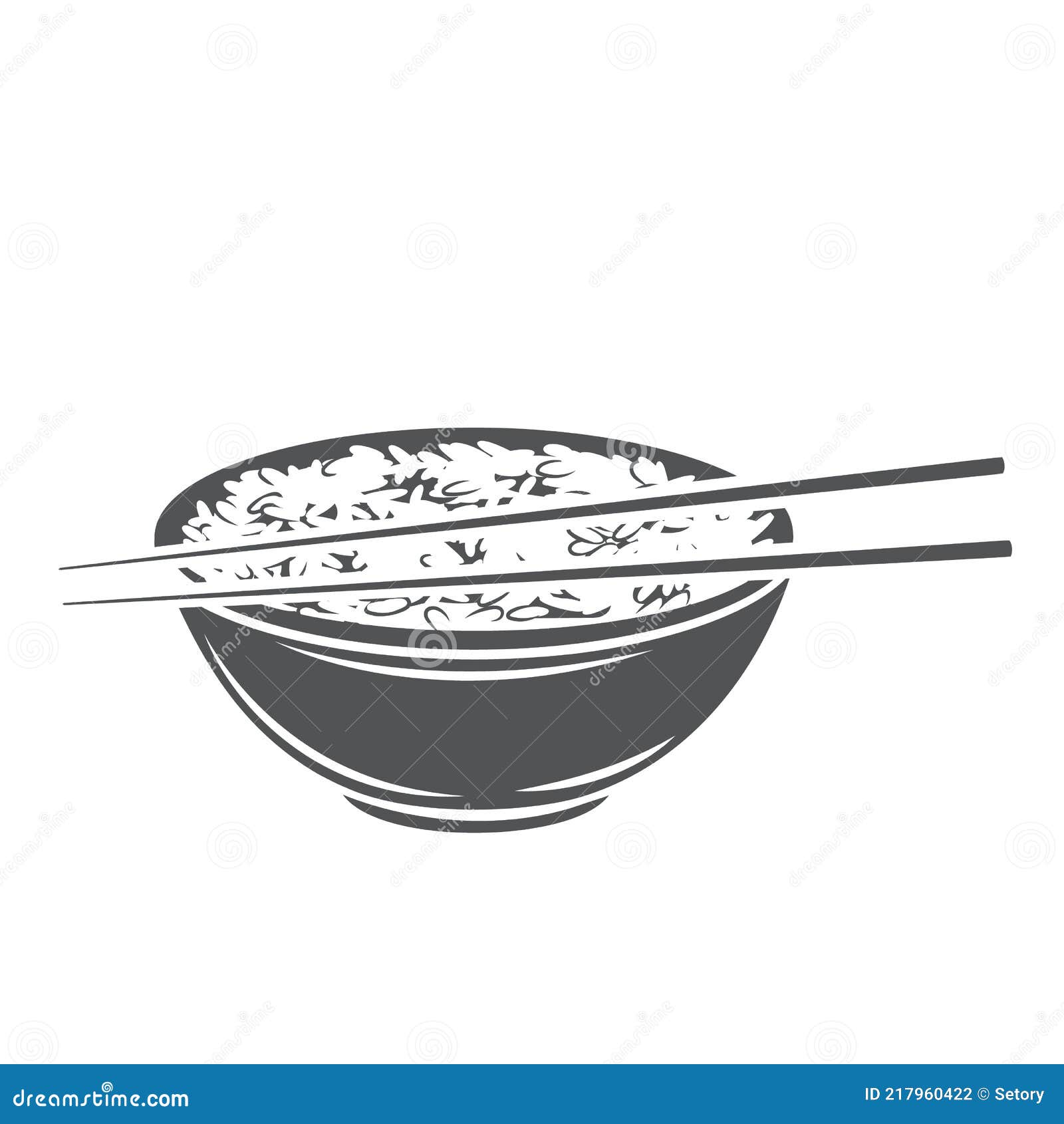 Bol De Riz Dessiné à La Main Et Baguettes Illustration De La Cuisine  Chinoise Et Japonaise