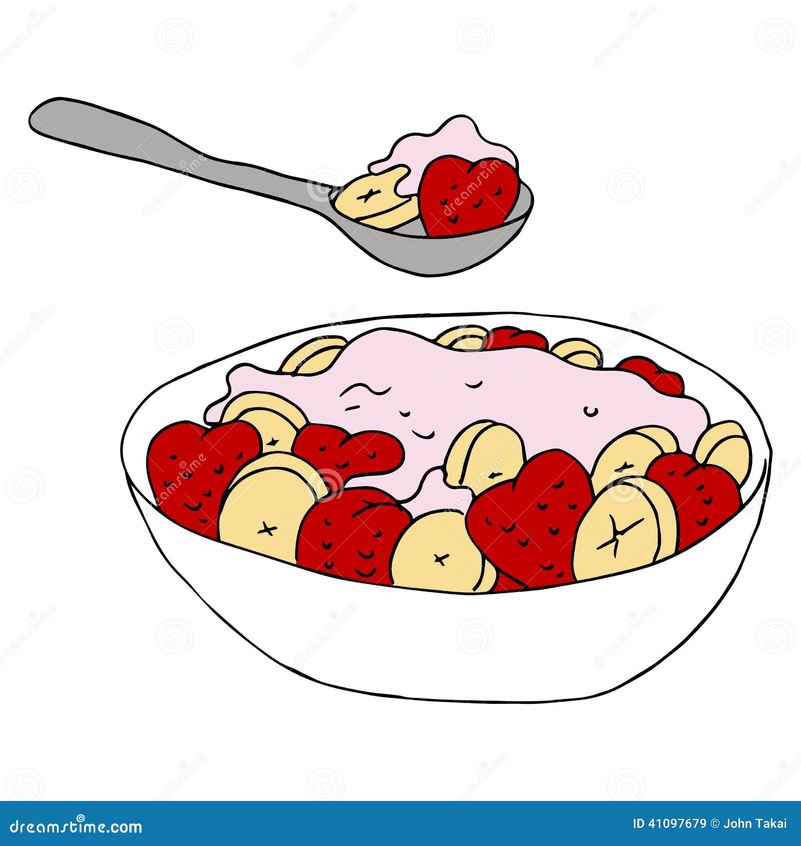 Bol de yaourt aux fruits illustration de vecteur. Illustration du