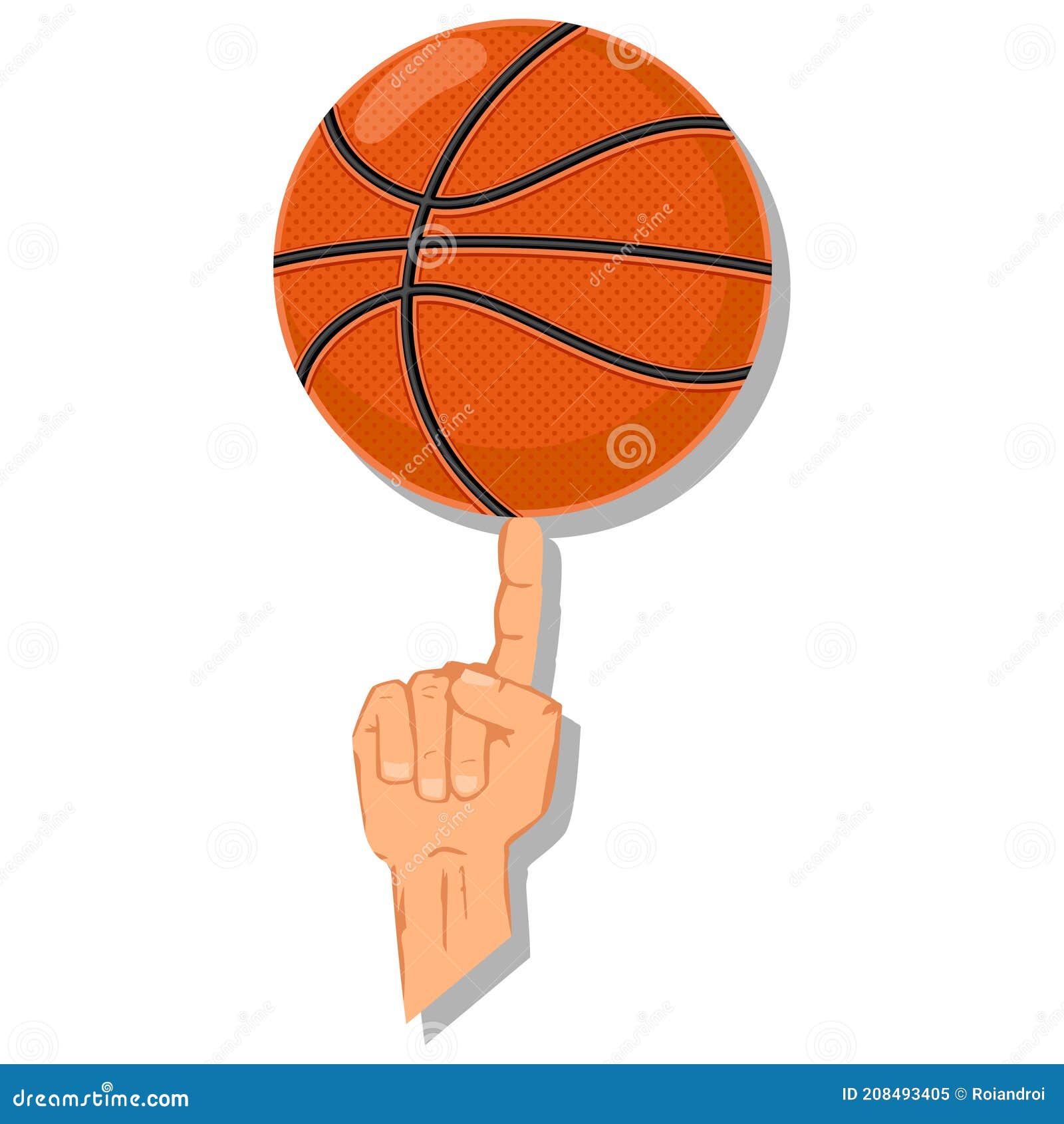 Girando a bola de basquete laranja em um dedo.