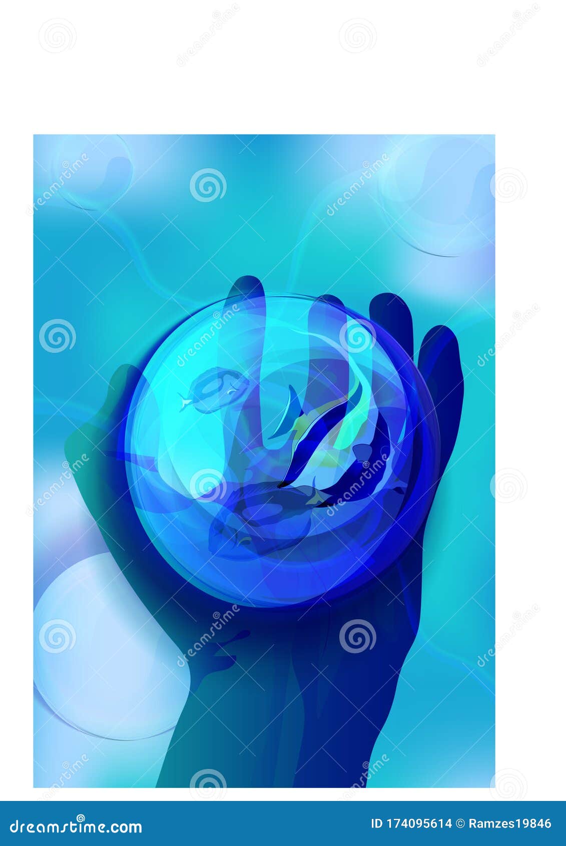 Uma tigela de vidro com uma luz azul no meio