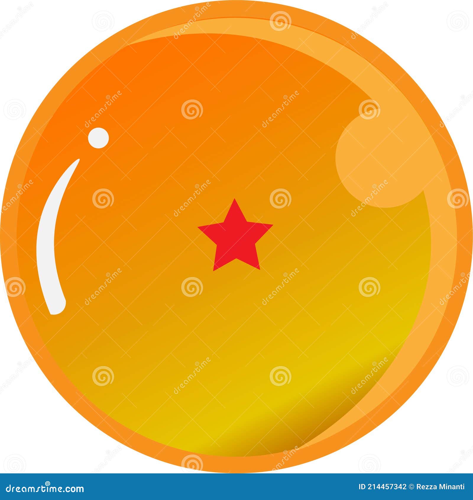 Bola De Dragão Uma Estrela Com Cor Dourada Ilustração do Vetor - Ilustração de série, sinal: 214457342