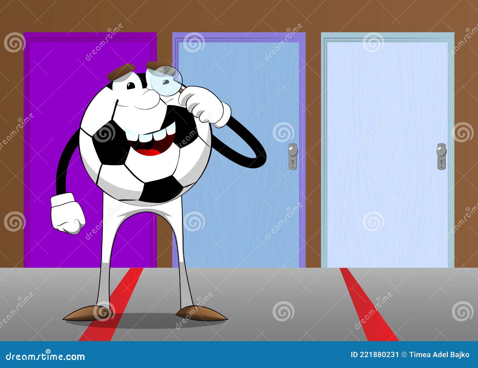 Personagem de desenho animado jovem segurando uma bola de futebol