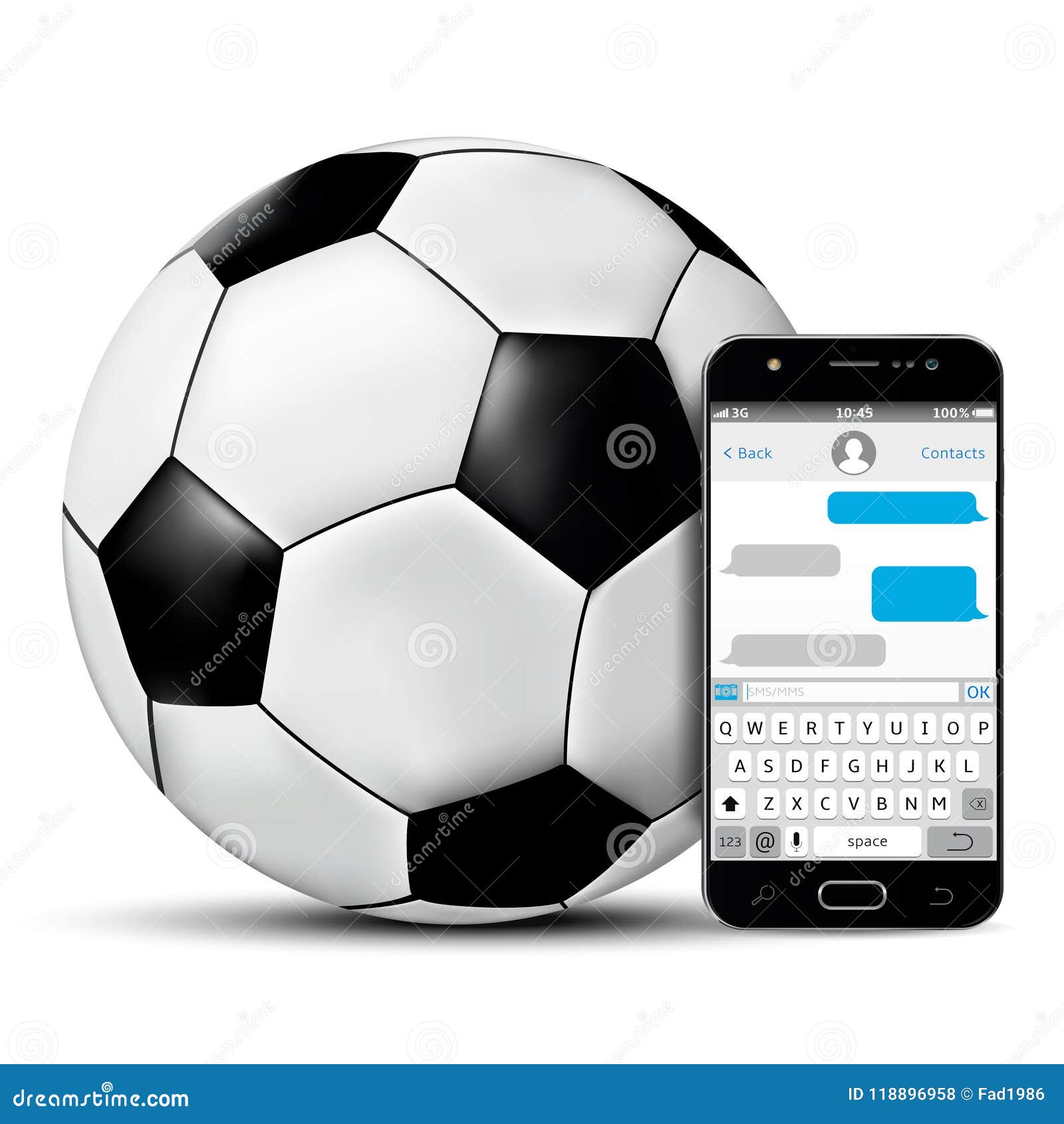 Futebol online. telefone móvel com bola de futebol de futebol e