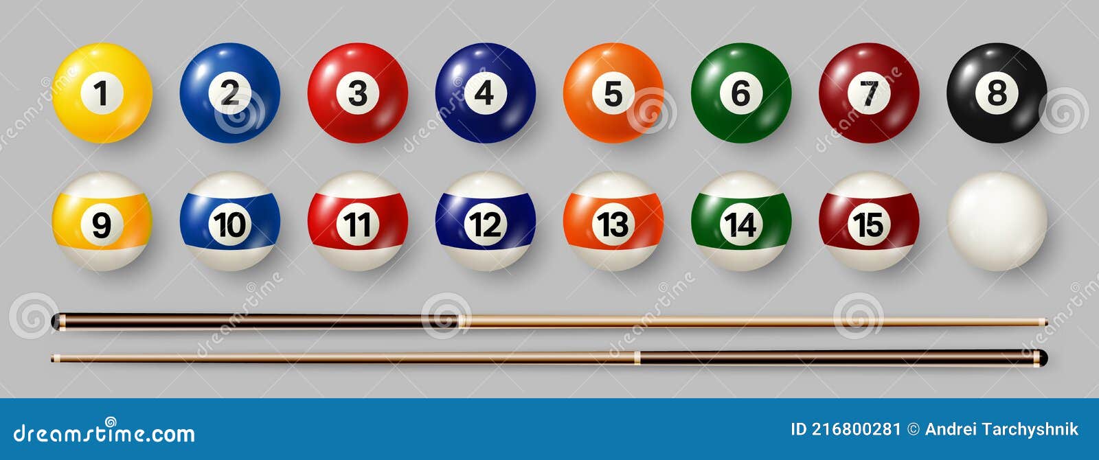 Bolas De Billar Colorido Con Sobre Fondo Gris. Bola De Snooker Brillante Realista. Ilustración Vectorial. Ilustración del Vector - Ilustración de deporte, golpe: 216800281