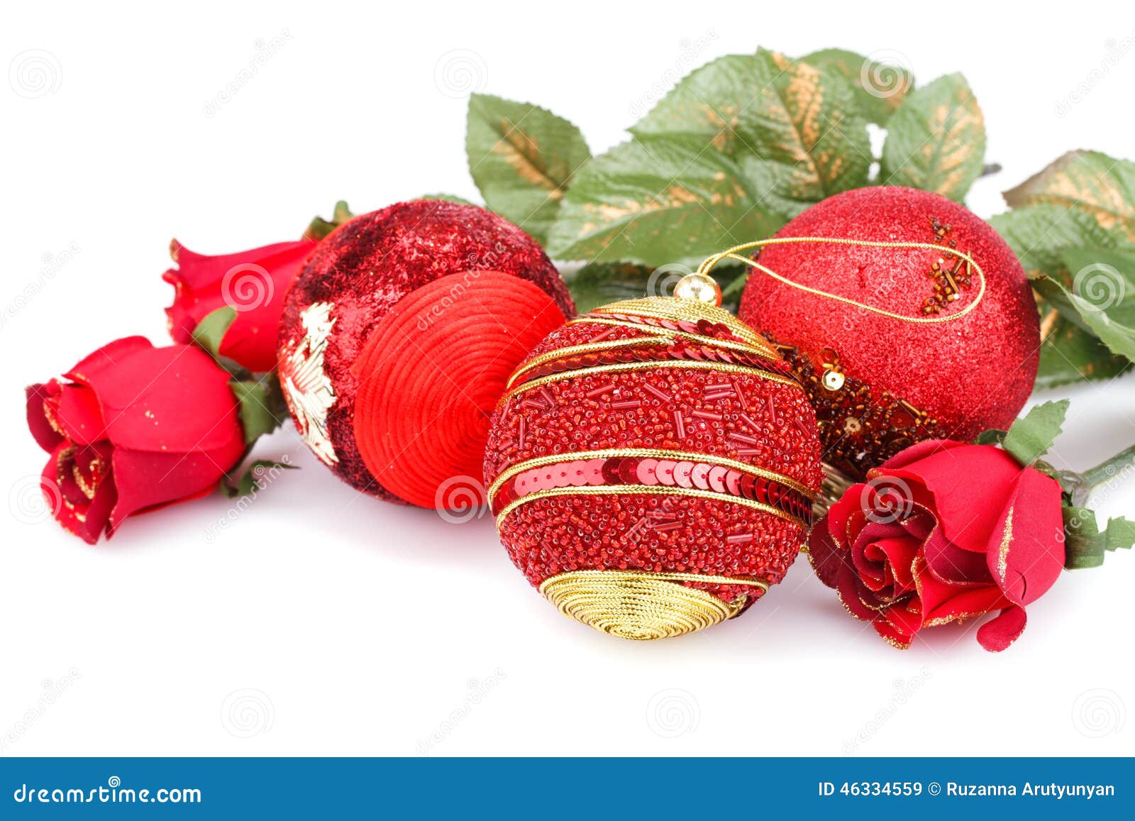 Bolas Y Rosas De La Navidad Imagen de archivo - Imagen de fondo, saludo:  46334559