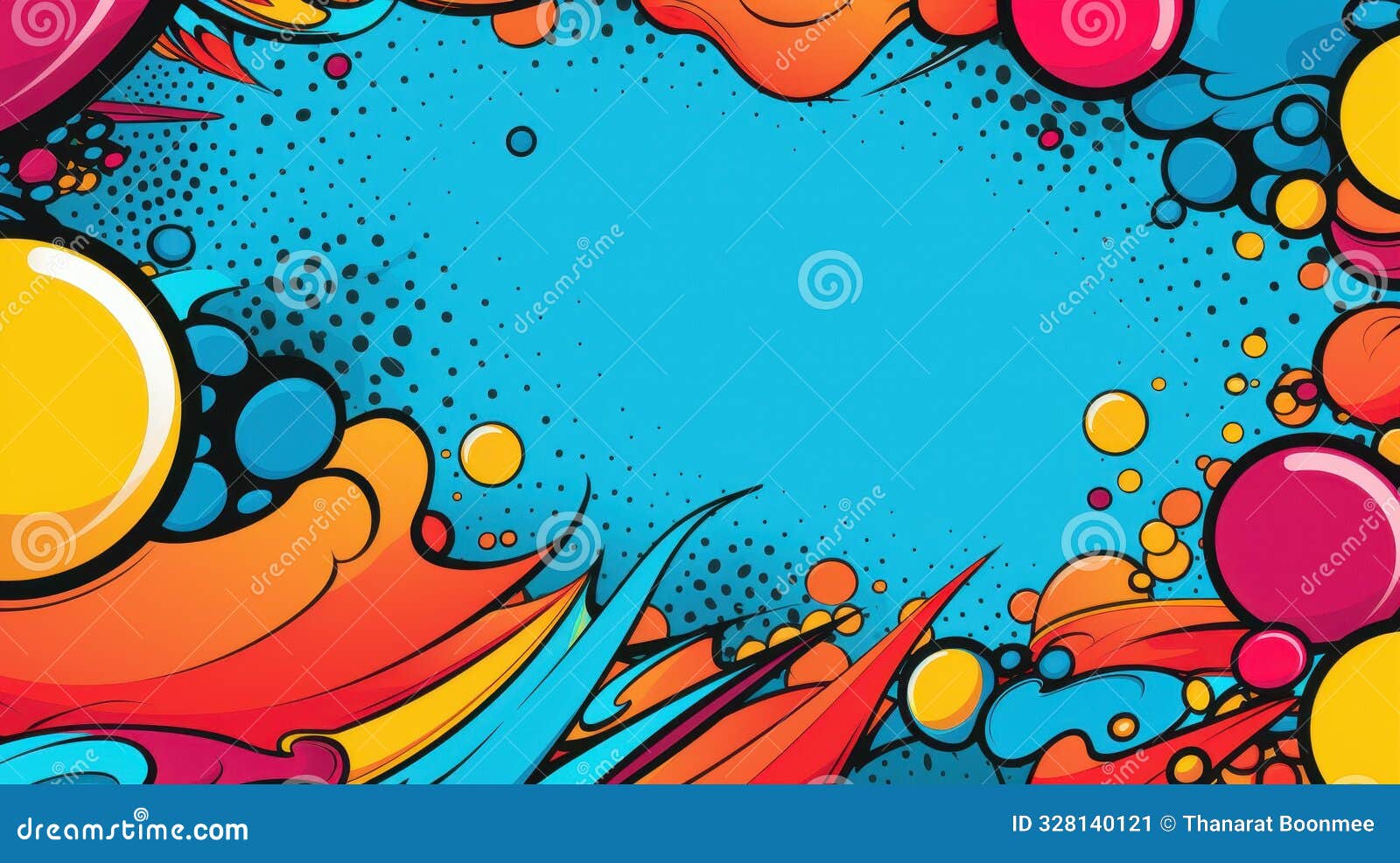 bold abstract comic speech bubble creates dynamic energy and excitement in panel