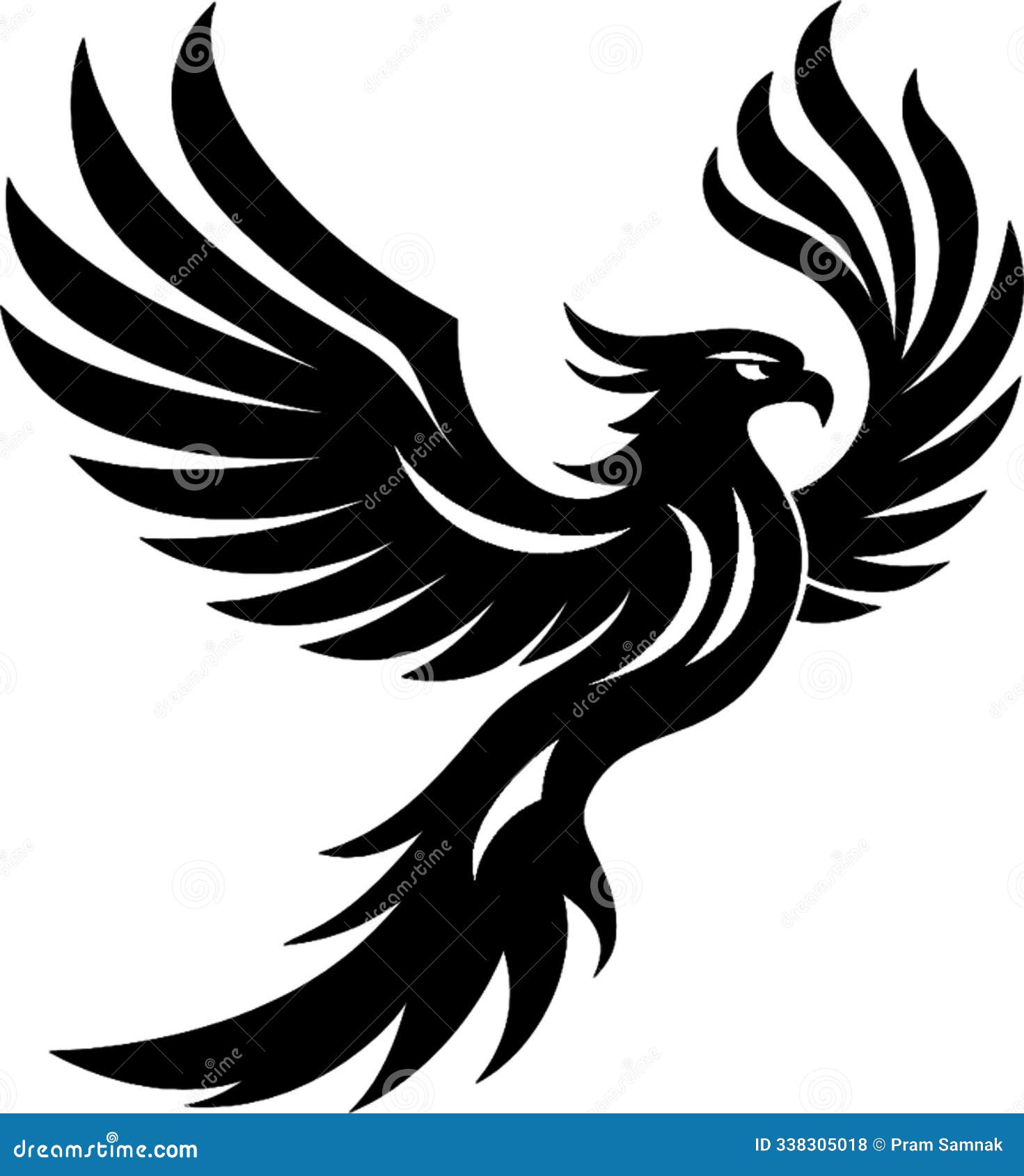 bold black eagle stencil with striking silhouette.