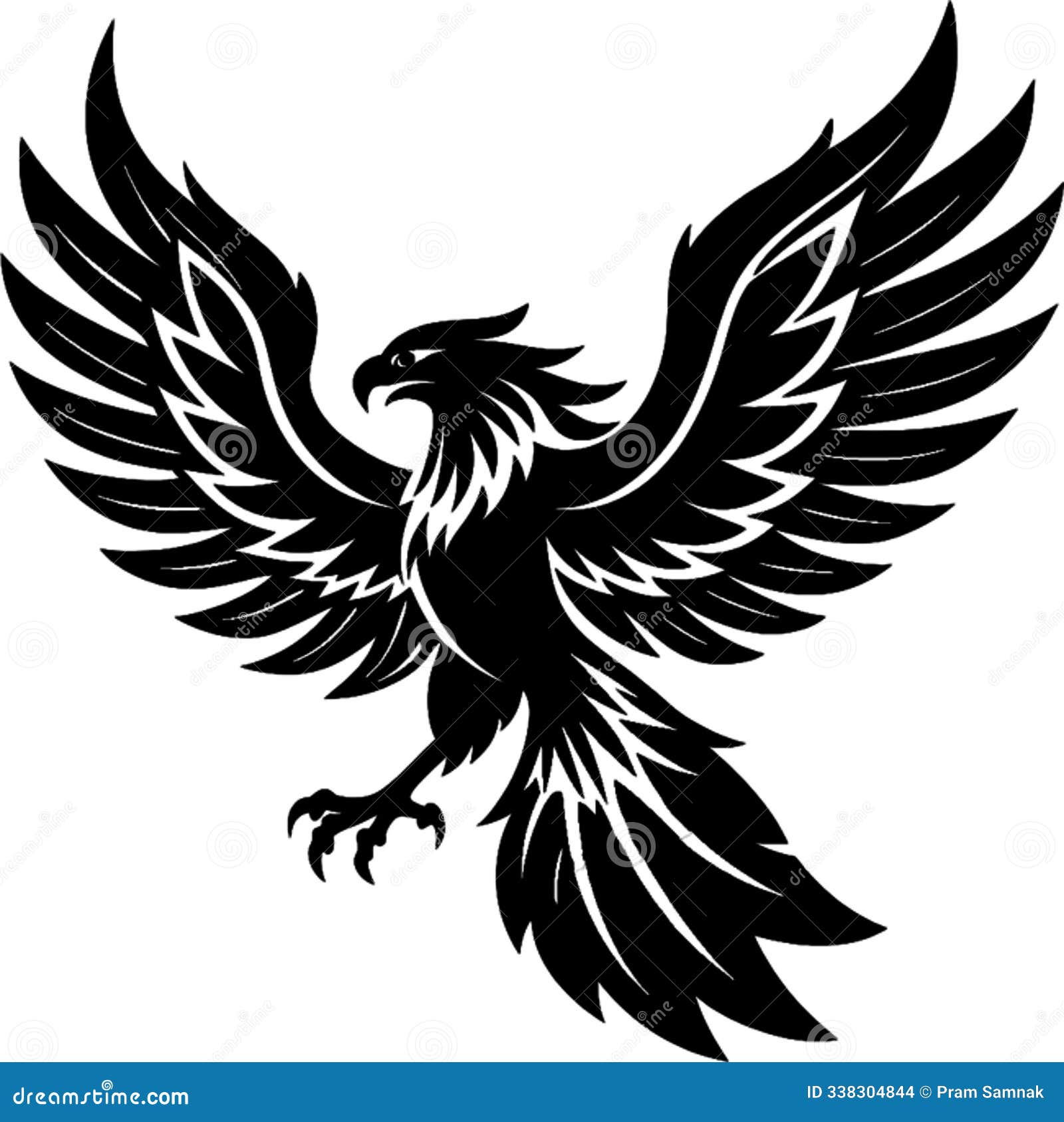 bold black eagle stencil with striking silhouette.