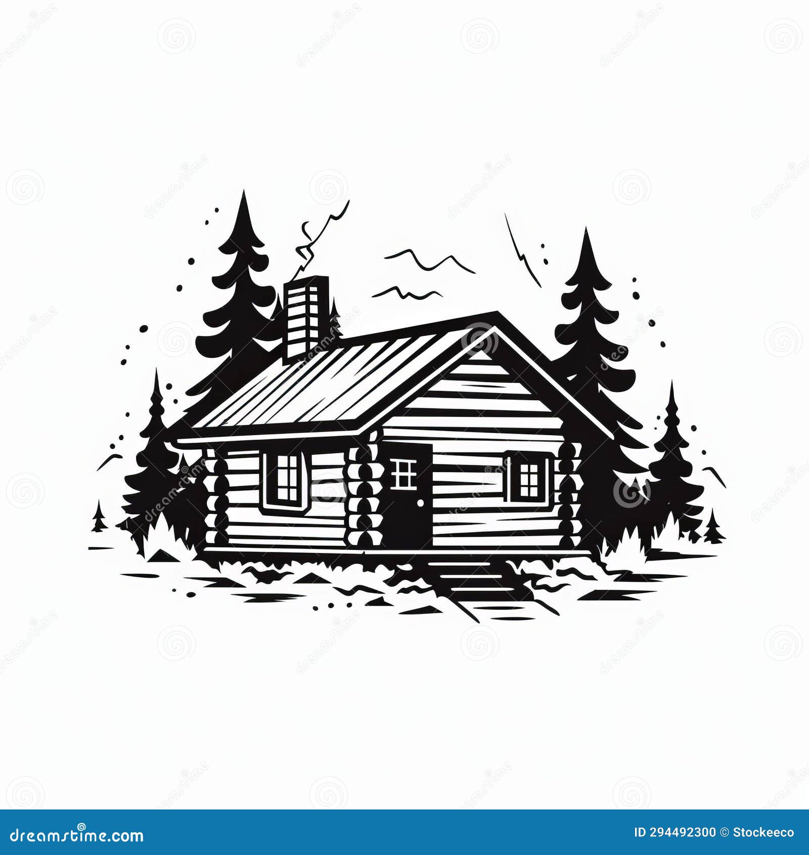 bold black and white log cabin logo 