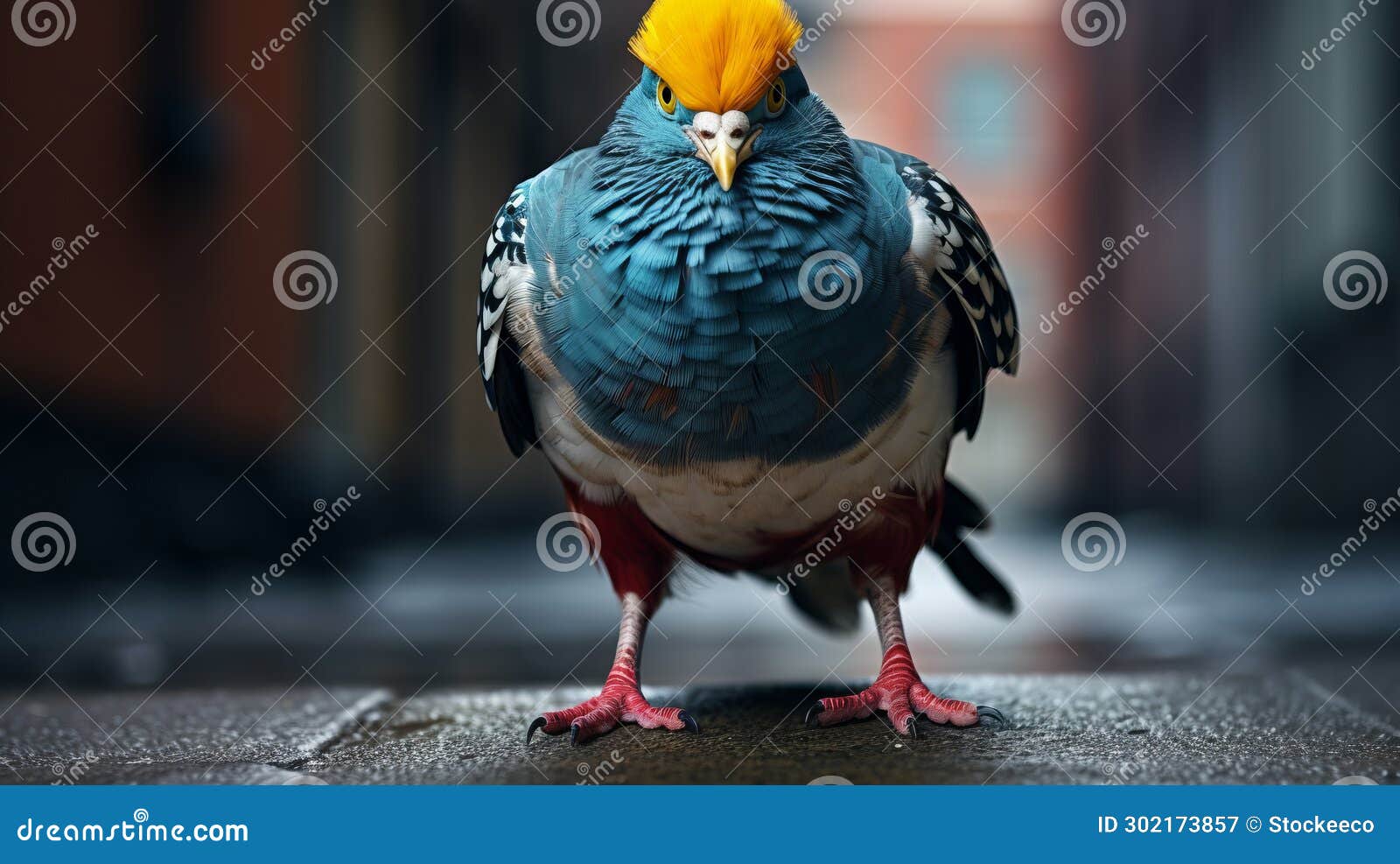 bold and colorful pigeon in joel robison style