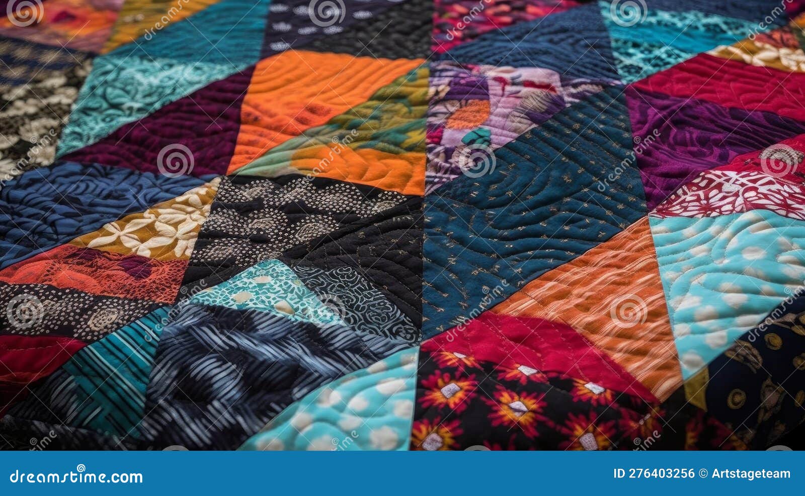 Bold Contrasting Pattern on a Quilt. AI Generated Stock Photo Image