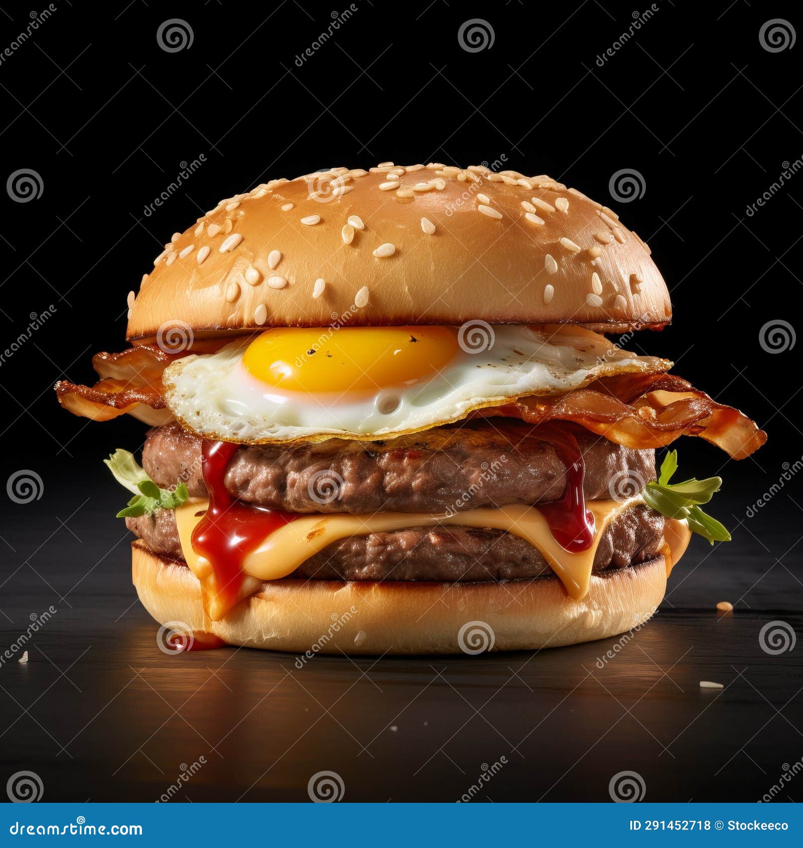 Bold and Delicious: the Ultimate Bacon and Egg Hamburger Stock