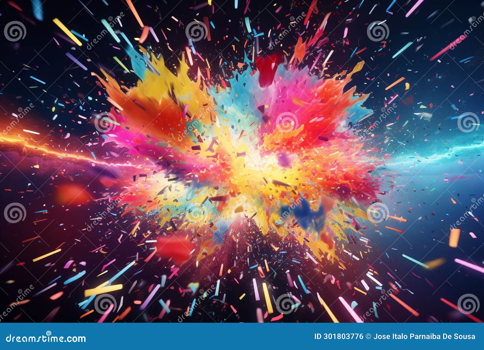 Bold and Energetic Confetti Explosion with a Mix Stock Illustration
