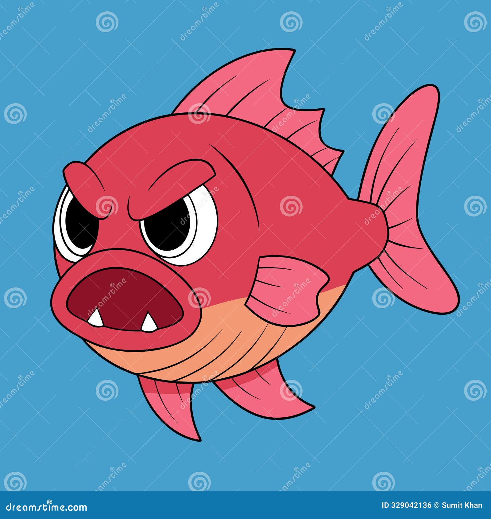 angry fish  - bold and expressive digital art