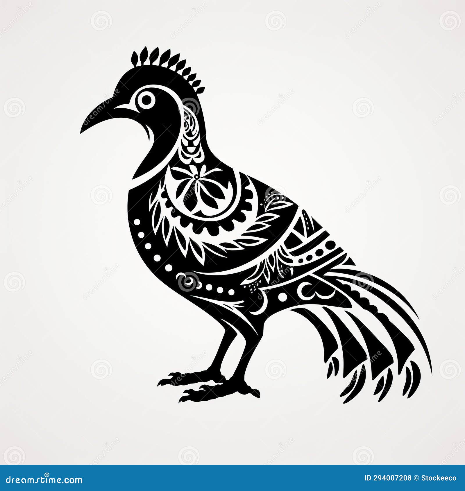 bold and graceful: traditional bird  with stylized patterns