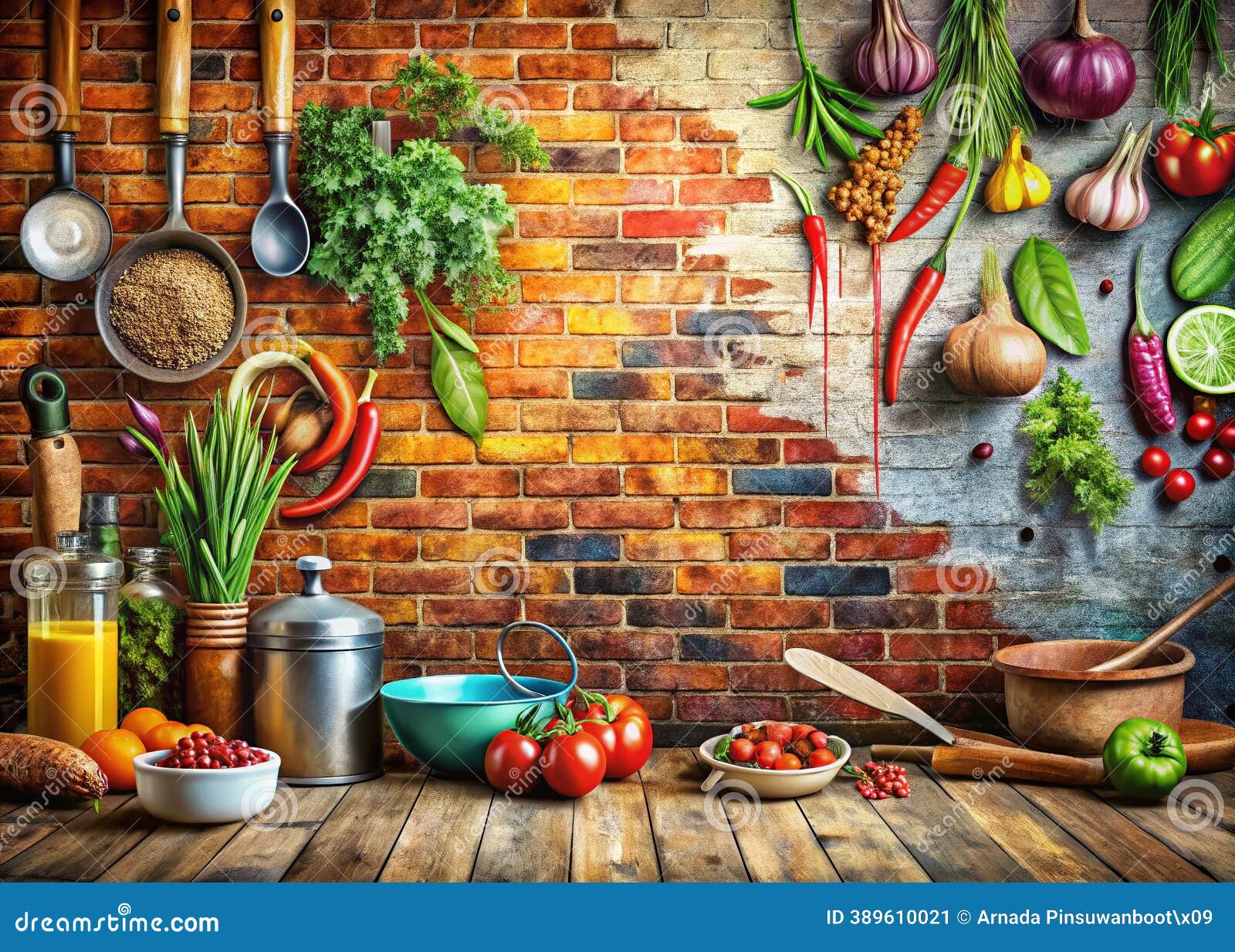 Bold Graffiti Kitchen Wall Art a Vibrant Culinary Design for an Urban  BrickAccentuated Space Transform Your Home with Stock Illustration -  Illustration of ideas, modern: 389610021, image size:1600x1233