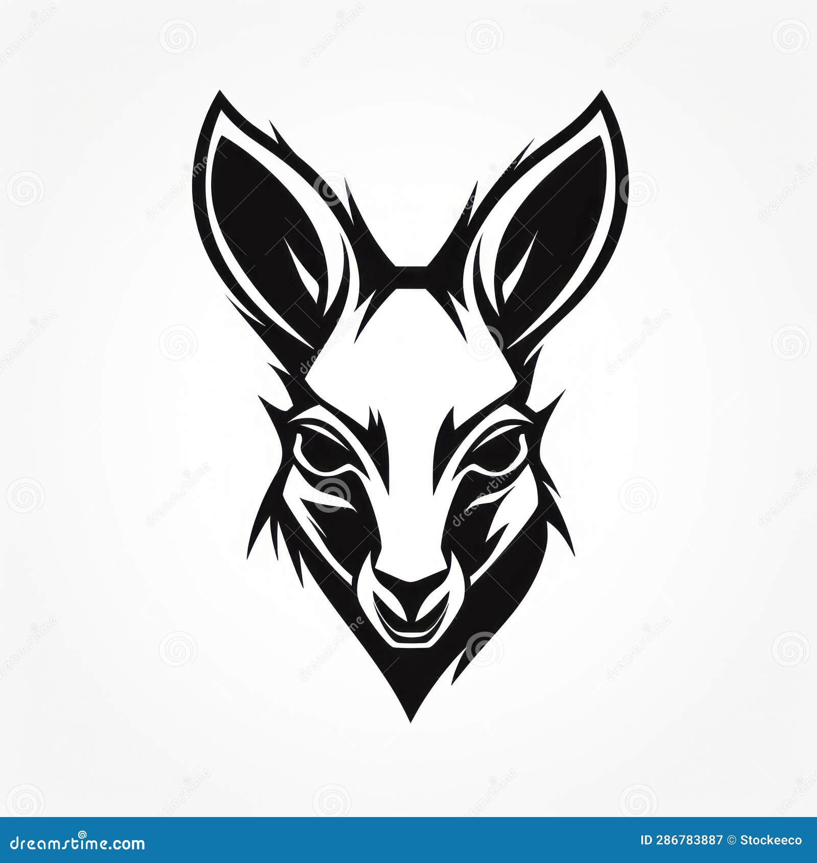 bold graphic : kangaroo head web icon logo in black and white
