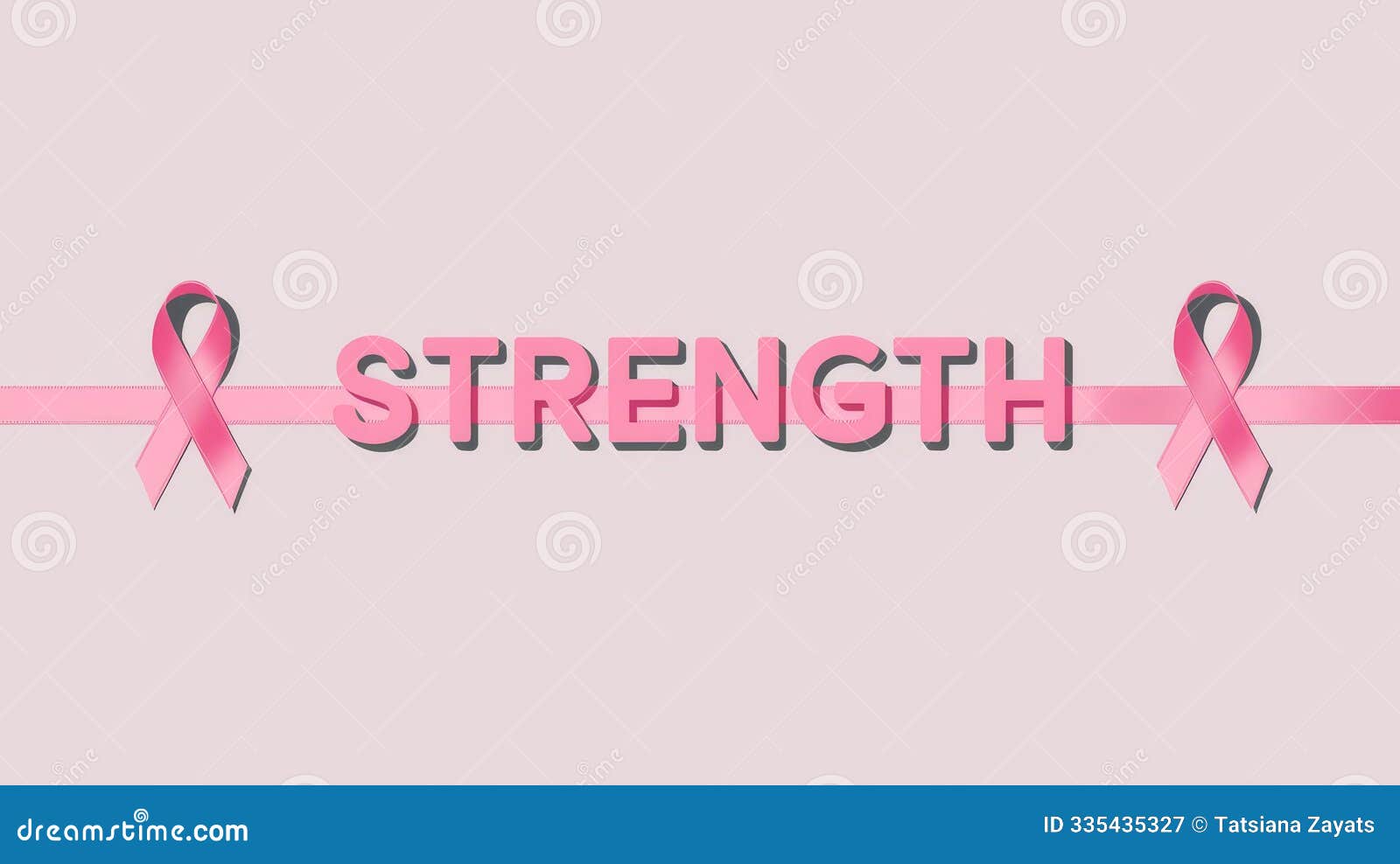 strength text, light minimalist  with pink ribbons. breast cancer awareness month, pinktober