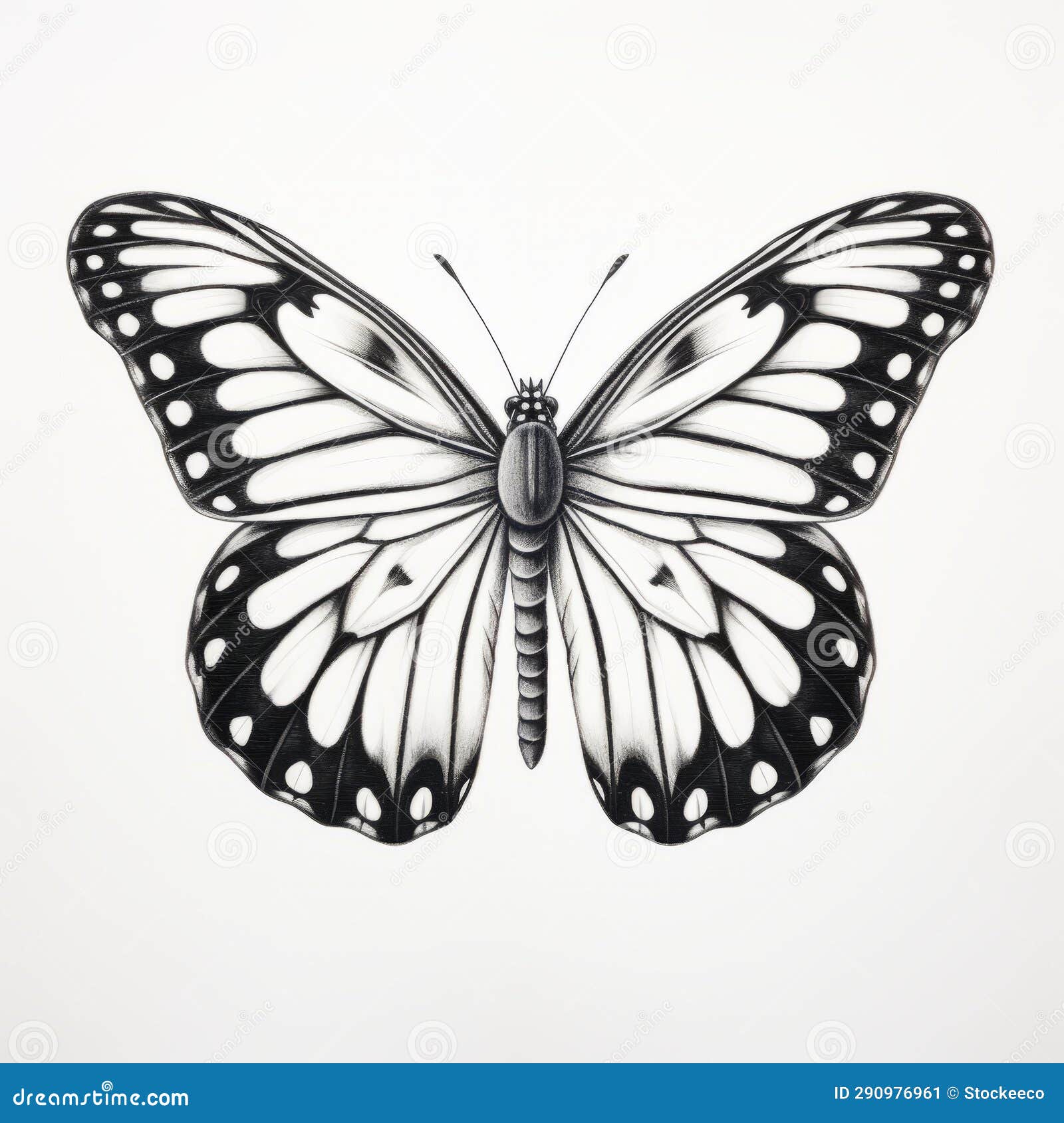 Bold and Realistic Black and White Butterfly Drawing Stock Illustration ...