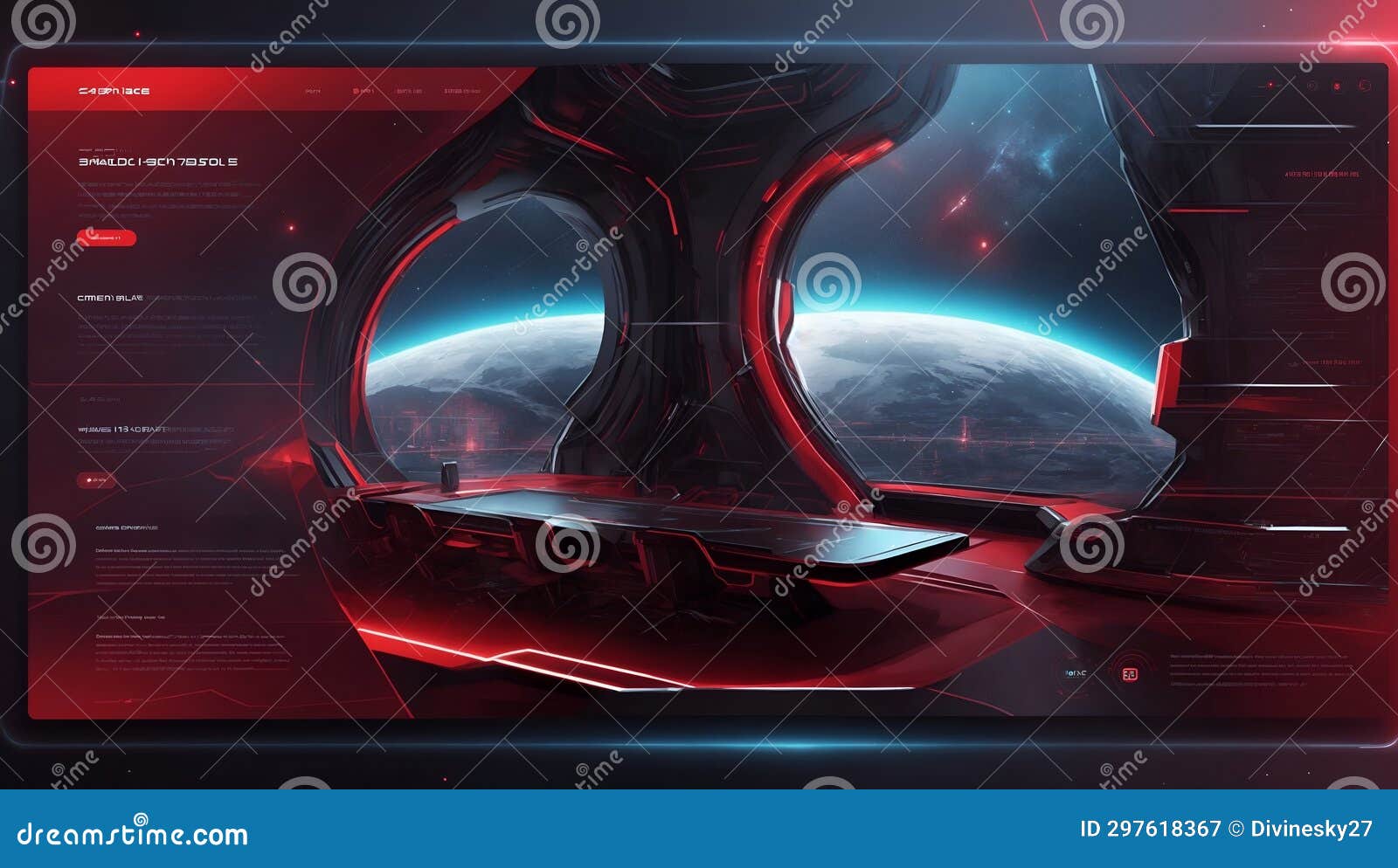 bold red sci-fi web : futuristic high-tech atmosphere. ai generated