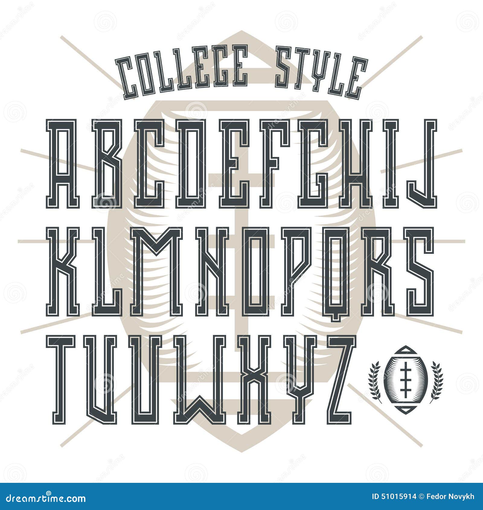 Bold Serif Font in College Style with Contour Stock Vector