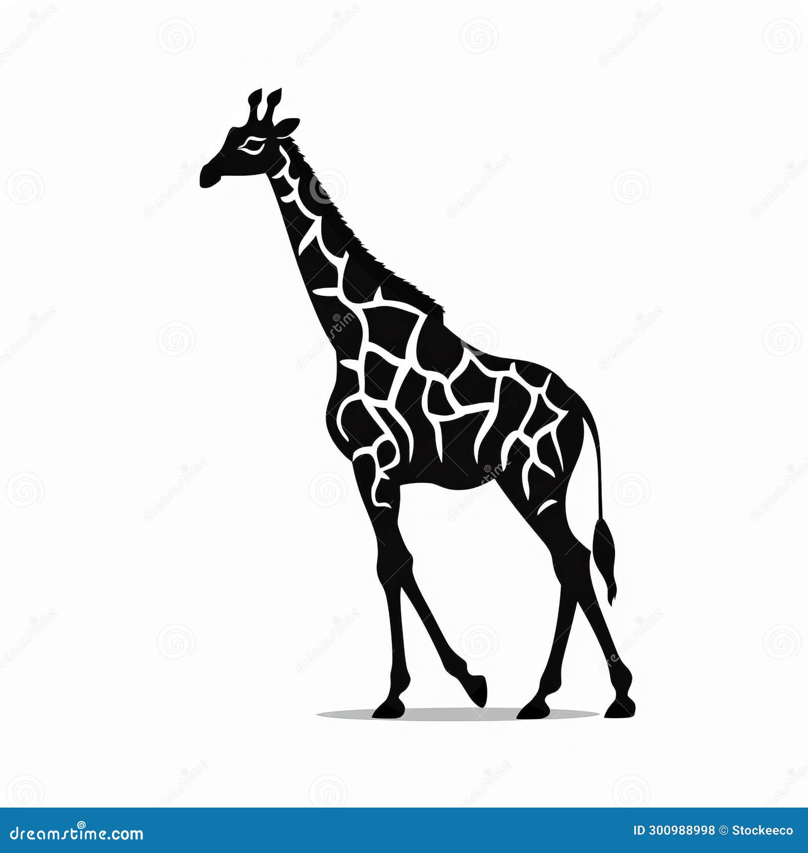 Bold Silhouette Of A Giraffe: Playful Cartoon Illustration Royalty-Free