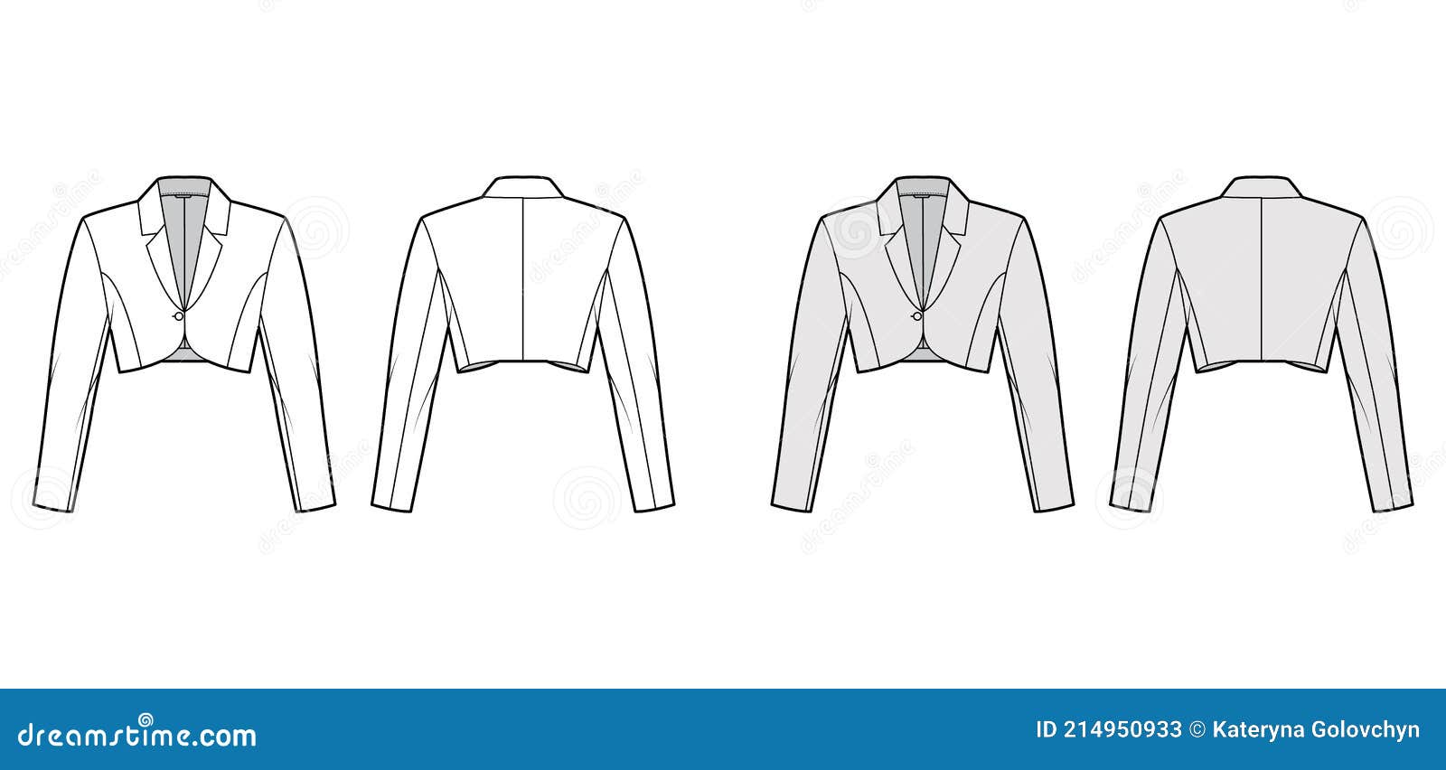 Bolero Jacket Technical Fashion Illustration with Crop Waist Length ...