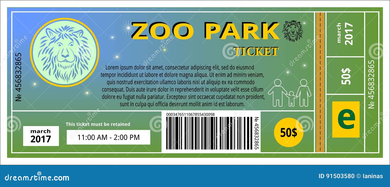 Boleto Del Parque Zoológico Ilustración del Vector Ilustración de