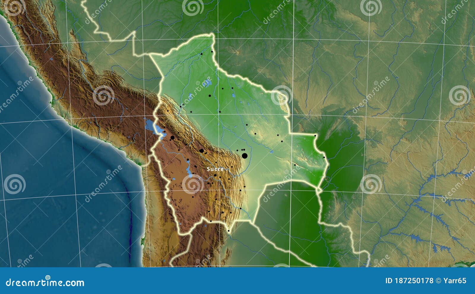 Bolivia Physical Maps Bolivia Physical Composition Borders Area Map Azimuthal Equidistant Projection Color Full Rasters Main Cities 187250178