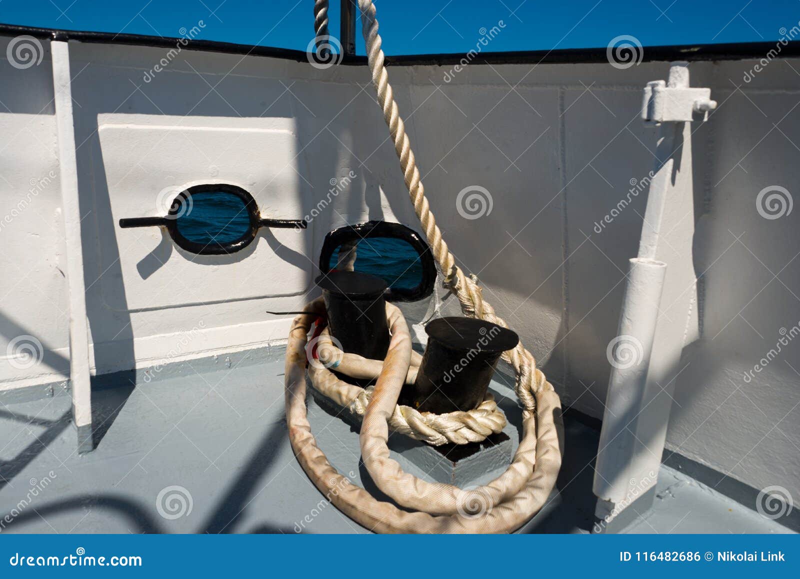Bollards and Cleats with Ropes Stock Photo Image of maritime, pier