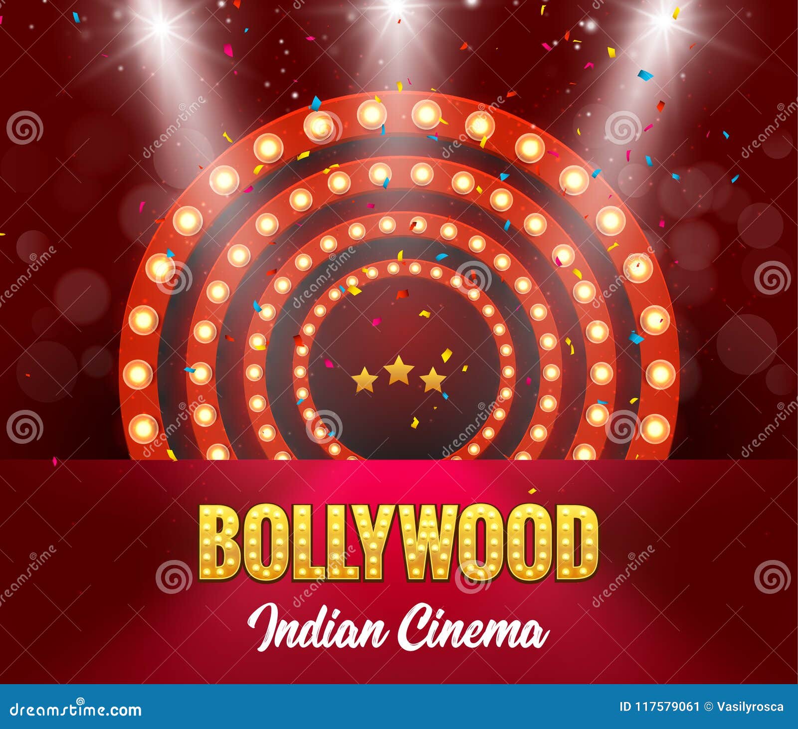 Bollywood Indian Cinema Film Banner. Indian Cinema Logo Sign Design 