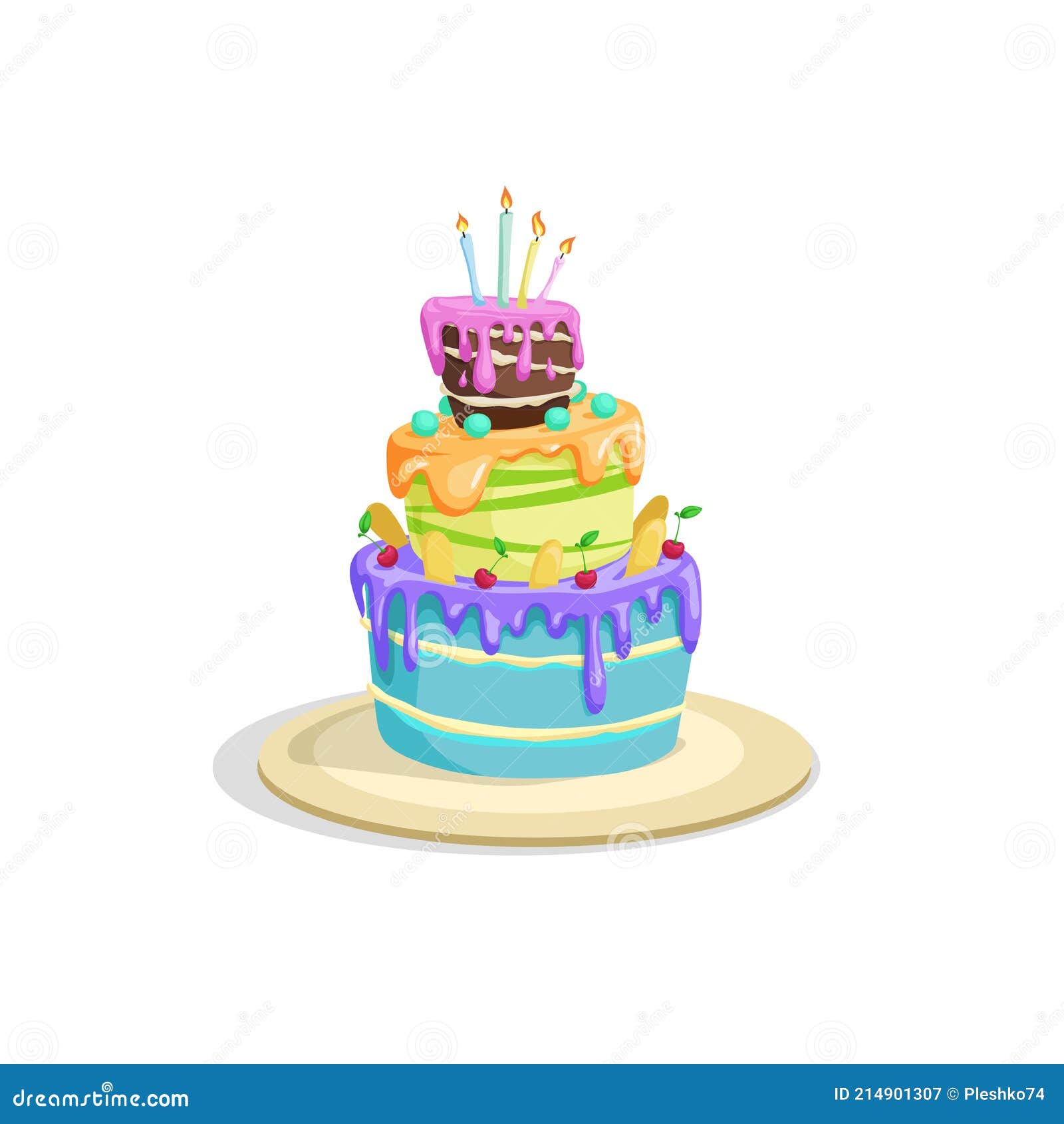 Vetores de Conjunto De Bolo De Chocolate Colorido Desenho e mais imagens de  Aniversário - Aniversário, Bolo, Branco - iStock