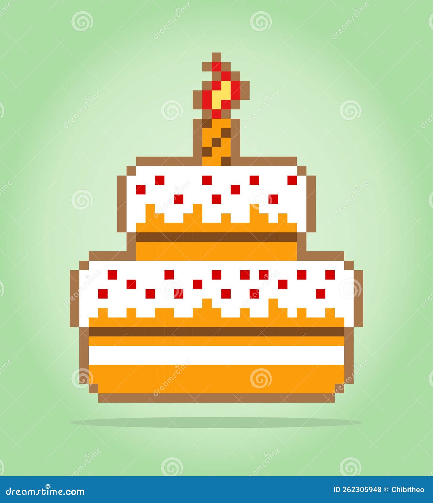 Bolo de aniversário de pixel art. item de jogo de bits