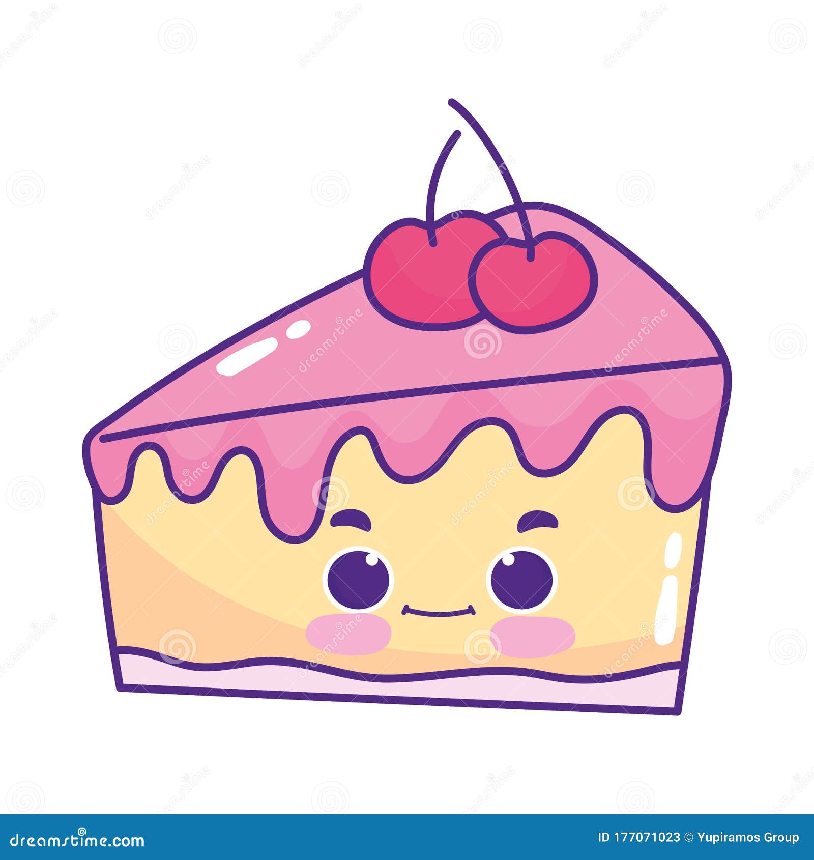 Conjunto de frutas kawaii dos desenhos animados isolado